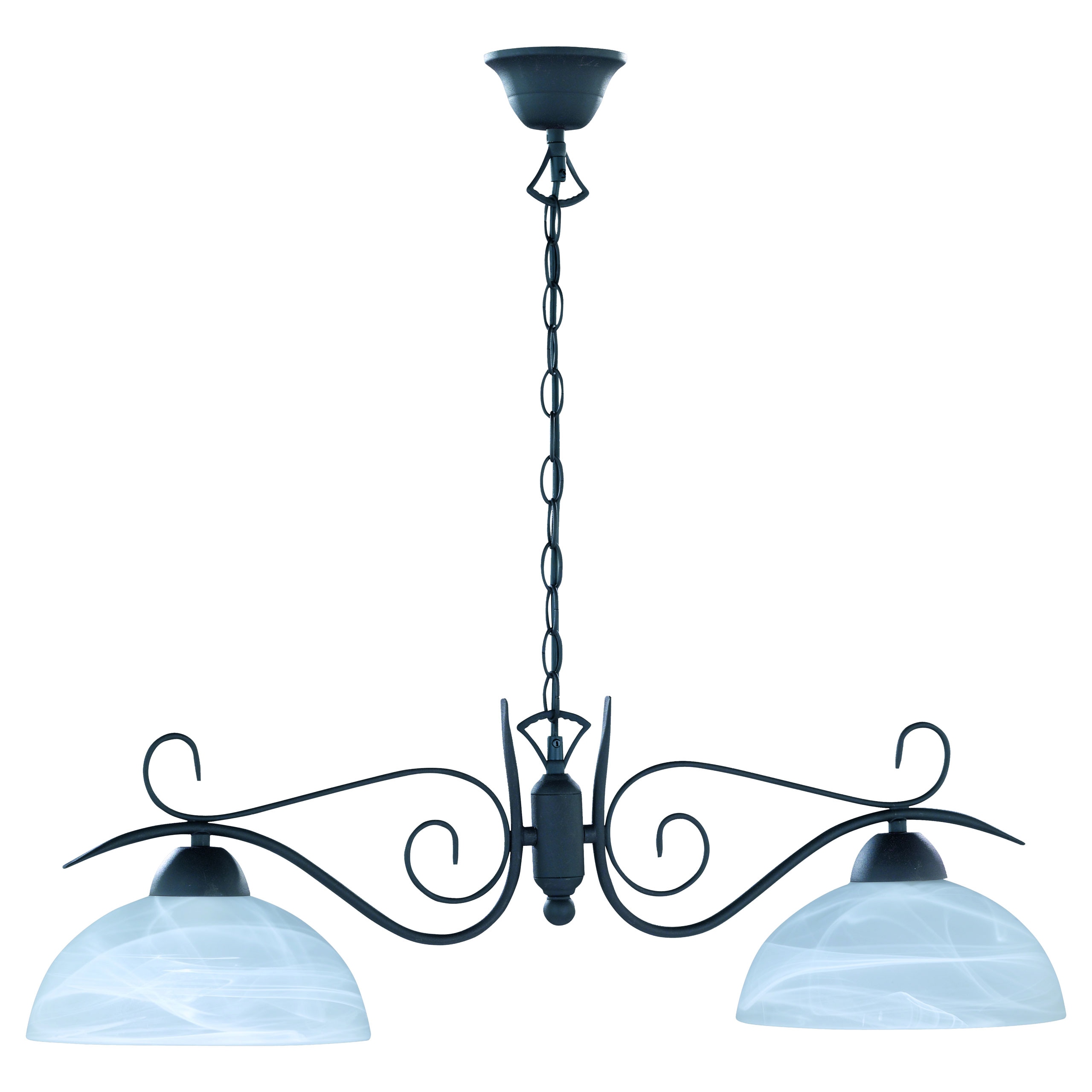 Reality Trio Ardennes Pendelleuchte im Landhausstil, Alabaster, rostfarben - Bild 1