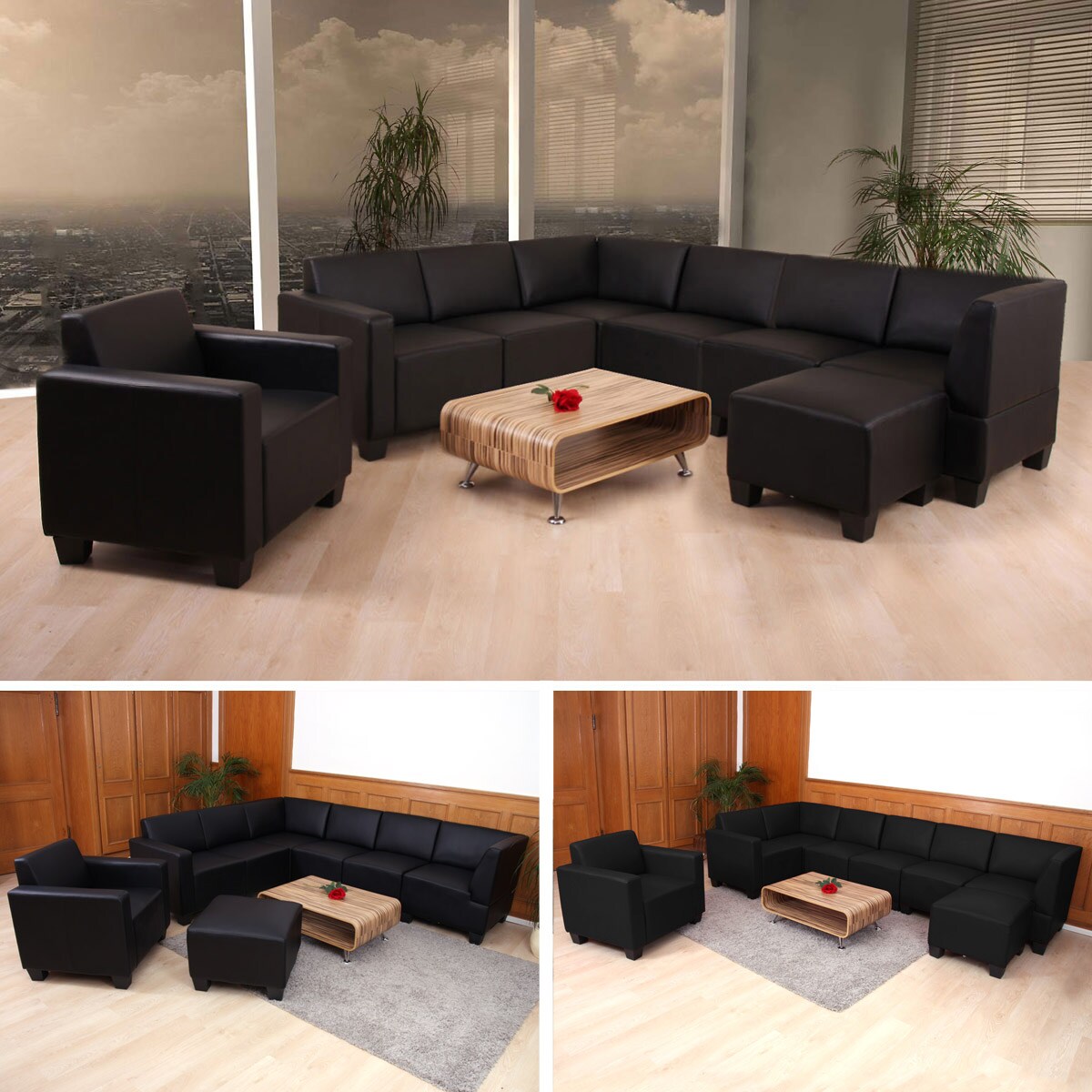 Couch-Garnitur Moncalieri 6-1-1 ~ schwarz | 04052826123711