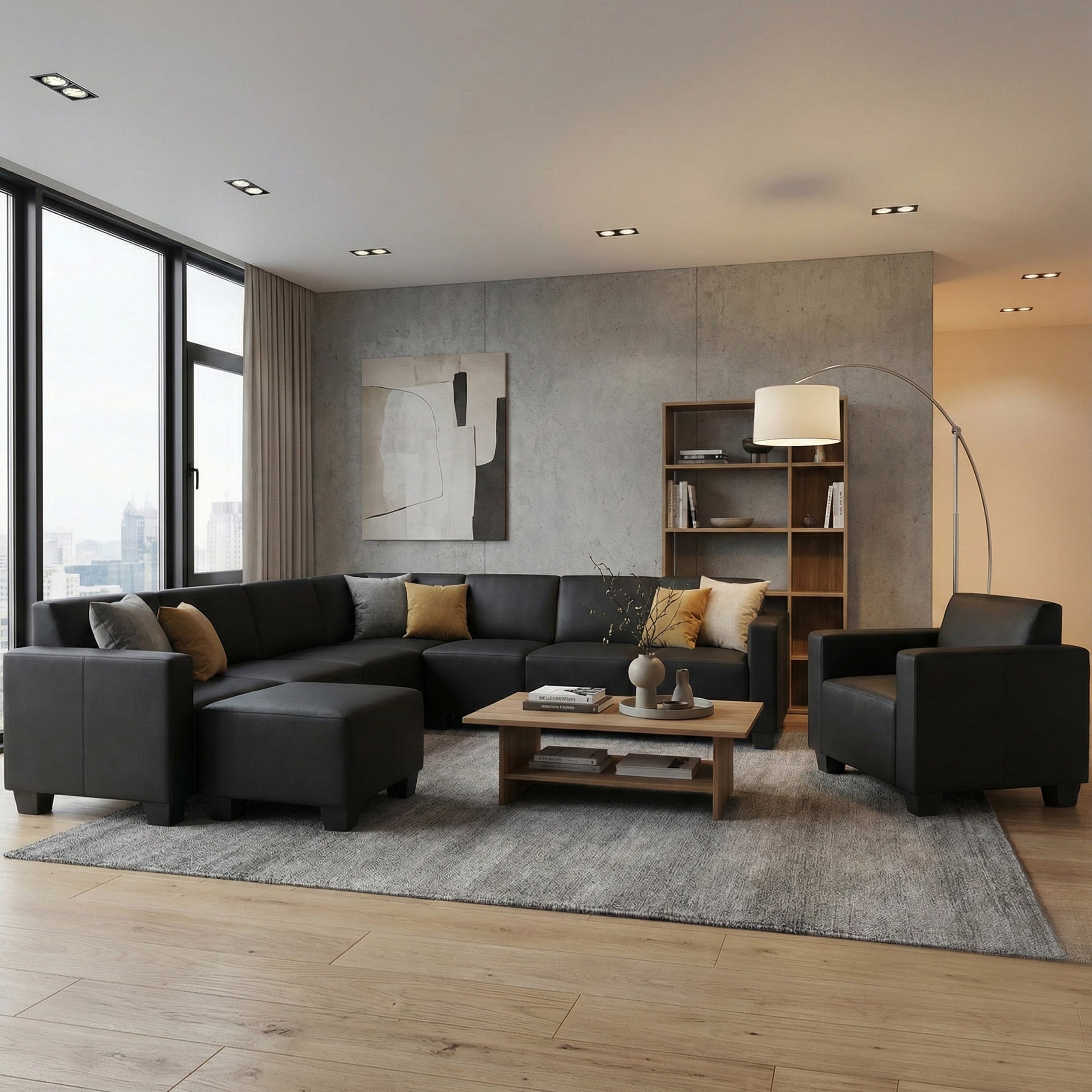 Couch-Garnitur Moncalieri 6-2 ~ schwarz - Bild 1