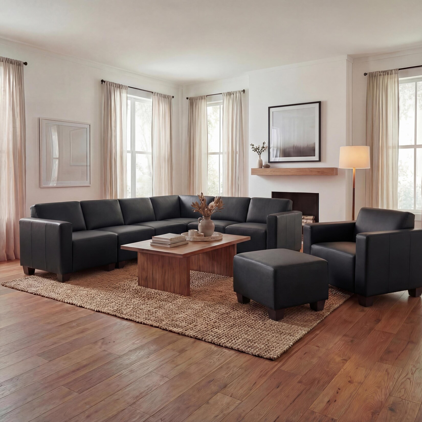 Couch-Garnitur Moncalieri 6-2 ~ schwarz | 04052826123865