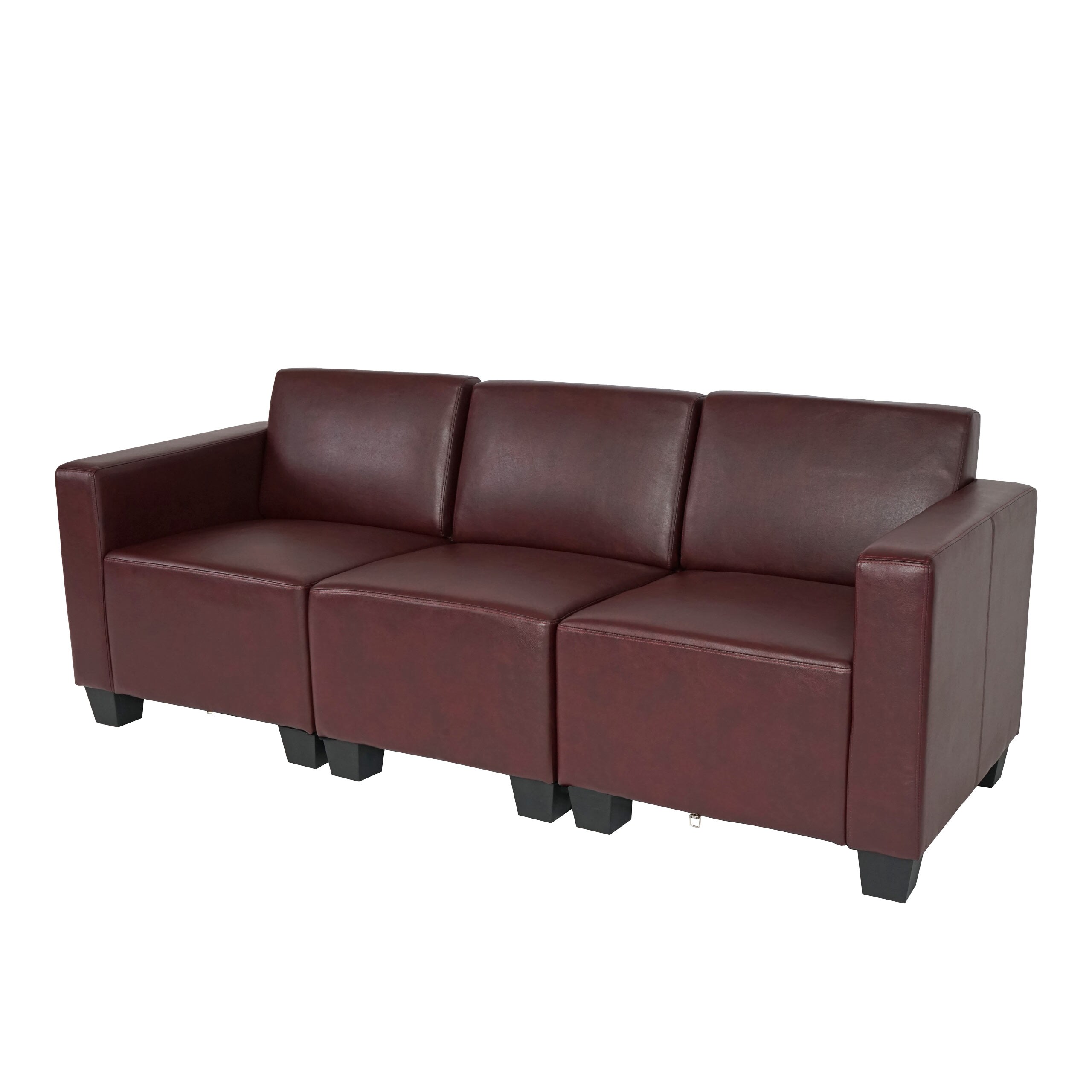 Modular 3-Sitzer Sofa Couch Moncalieri, Kunstleder ~ rot-braun - Bild 1