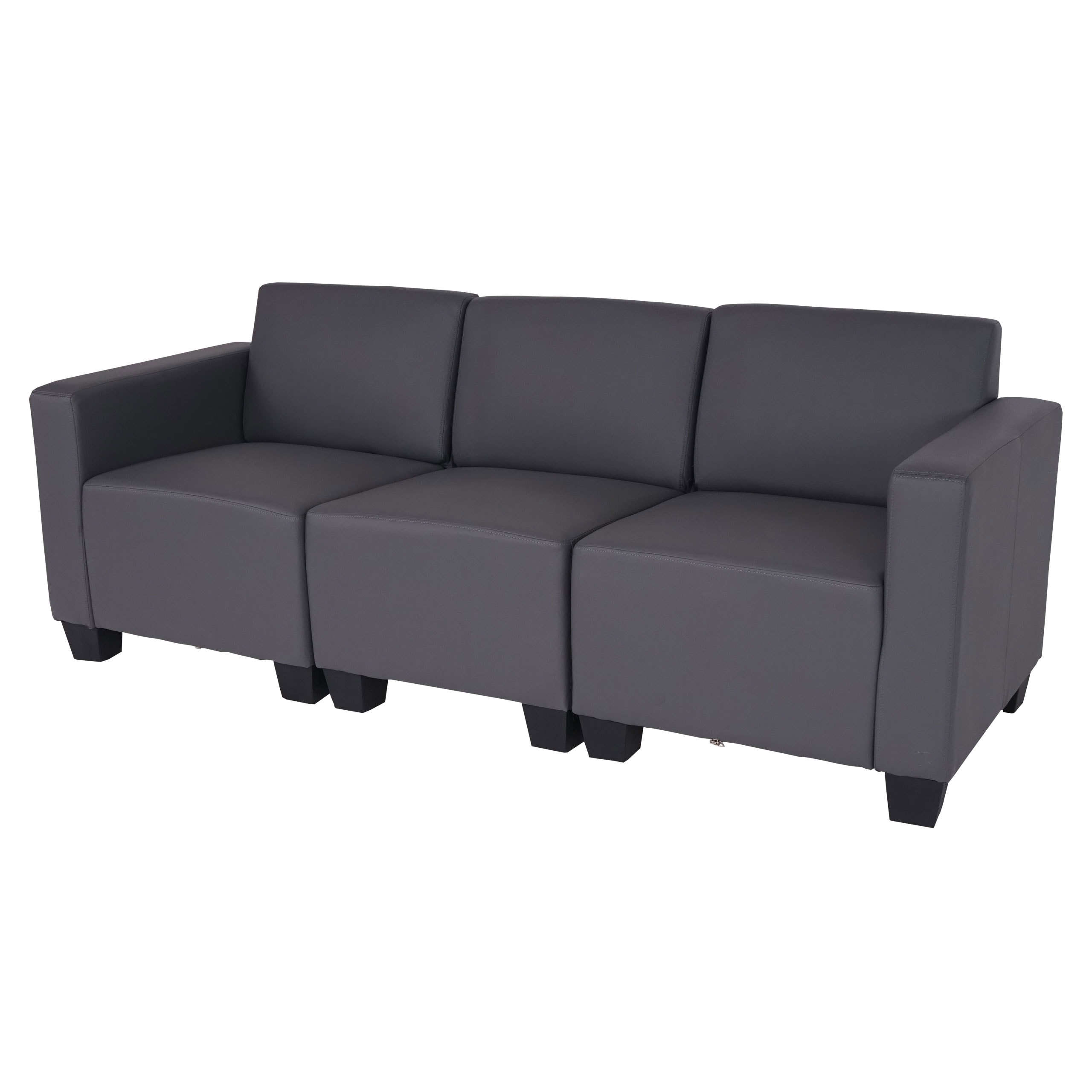 Modular 3-Sitzer Sofa Couch Moncalieri, Kunstleder ~ dunkelgrau - Bild 1