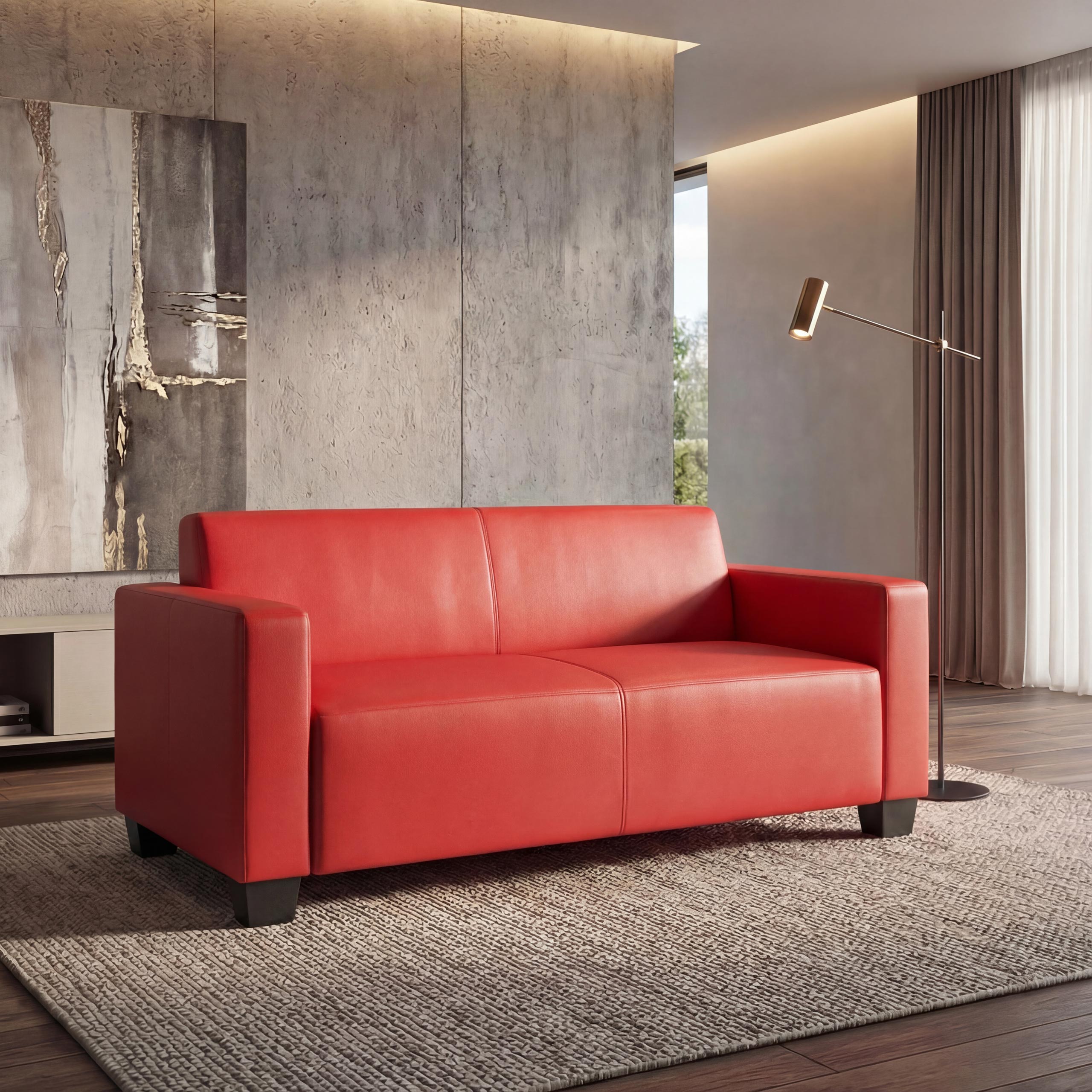 Modular 2-Sitzer Sofa Couch Moncalieri, Kunstleder ~ rot - Bild 1