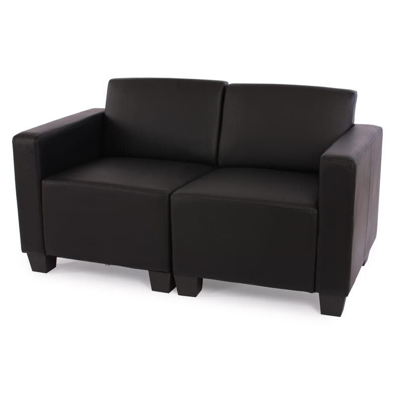 Modular 2-Sitzer Sofa Couch Moncalieri, Kunstleder ~ schwarz - Bild 1