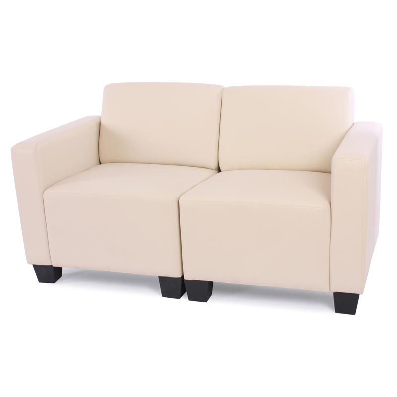 Modular 2-Sitzer Sofa Couch Moncalieri, Kunstleder ~ creme - Bild 1