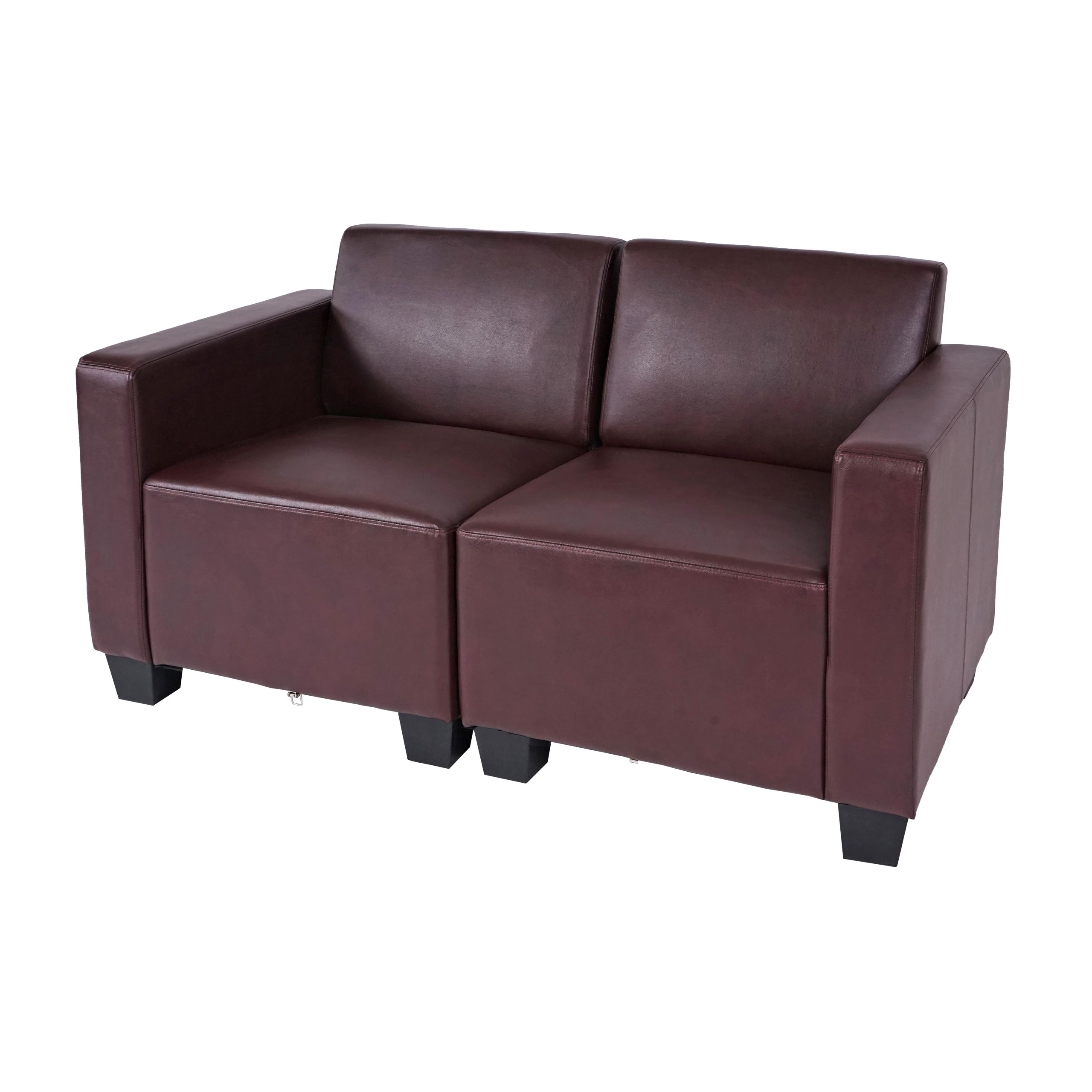 Modular 2-Sitzer Sofa Couch Moncalieri, Kunstleder ~ rot-braun - Bild 1