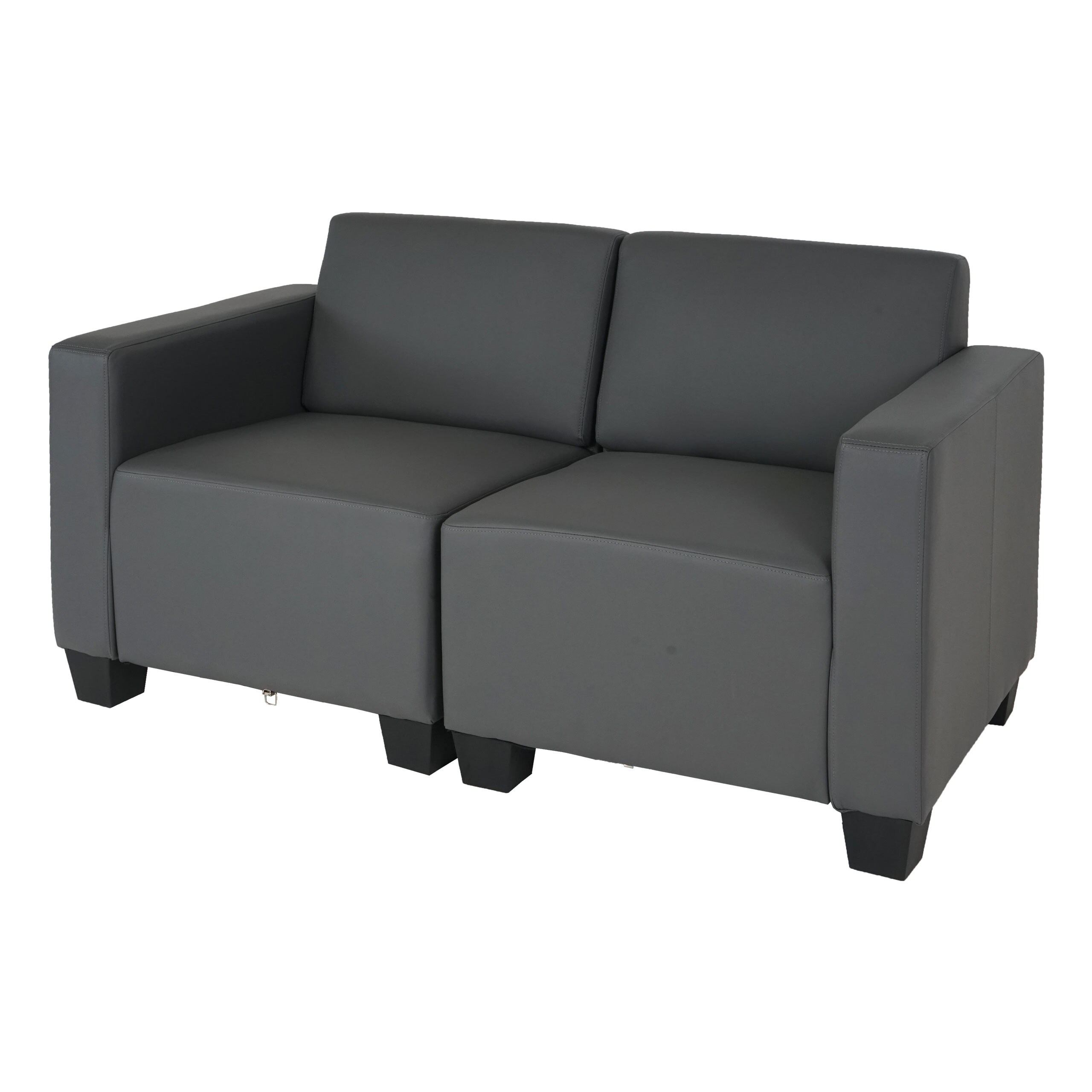 Modular 2-Sitzer Sofa Couch Moncalieri, Kunstleder ~ dunkelgrau - Bild 1