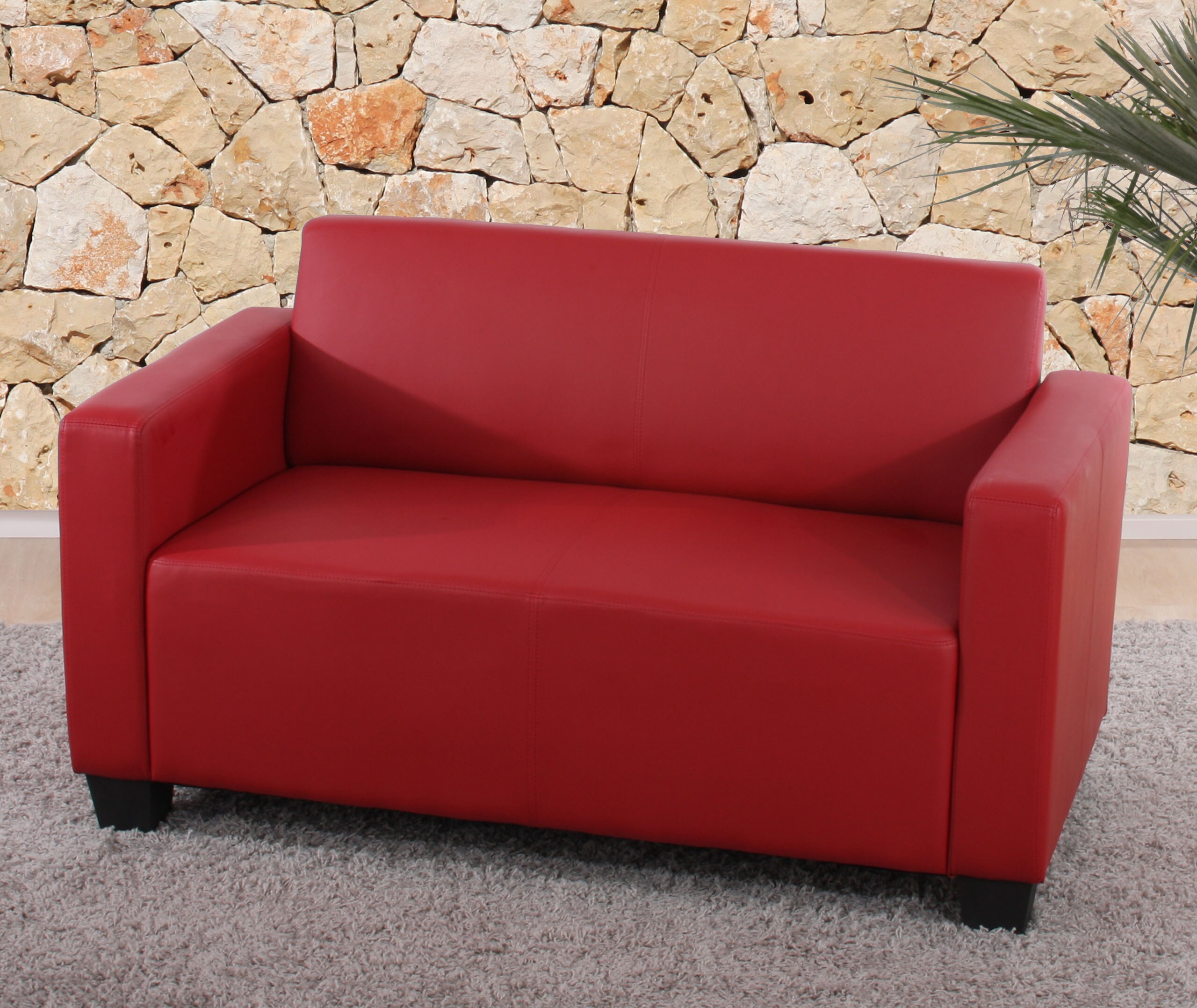 Modular 2er Sofa Couch Moncalieri Loungesofa Kunstleder 136cm ~ rot - Bild 1