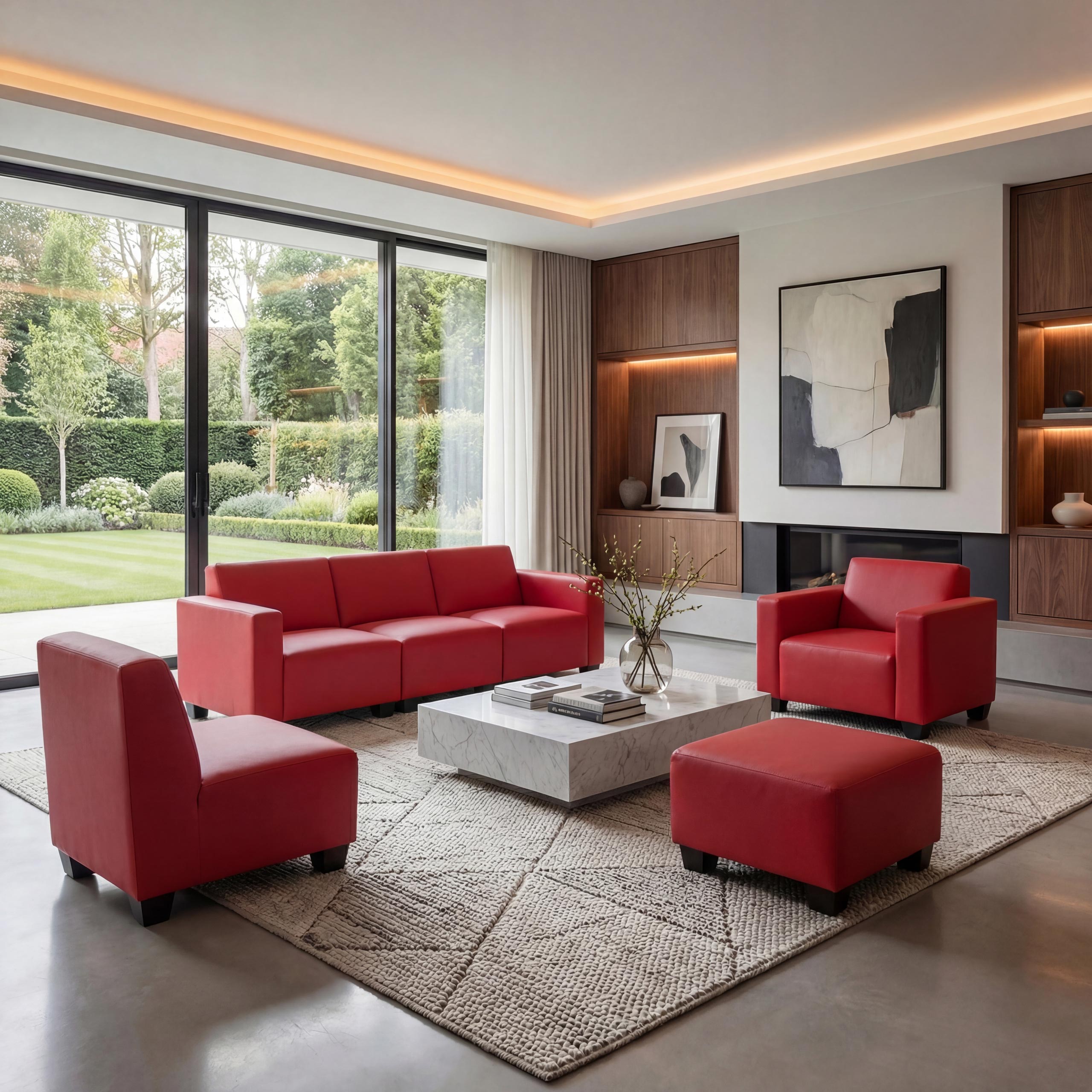Couch-Garnitur Moncalieri 3-1-1-1 ~ rot - Bild 1