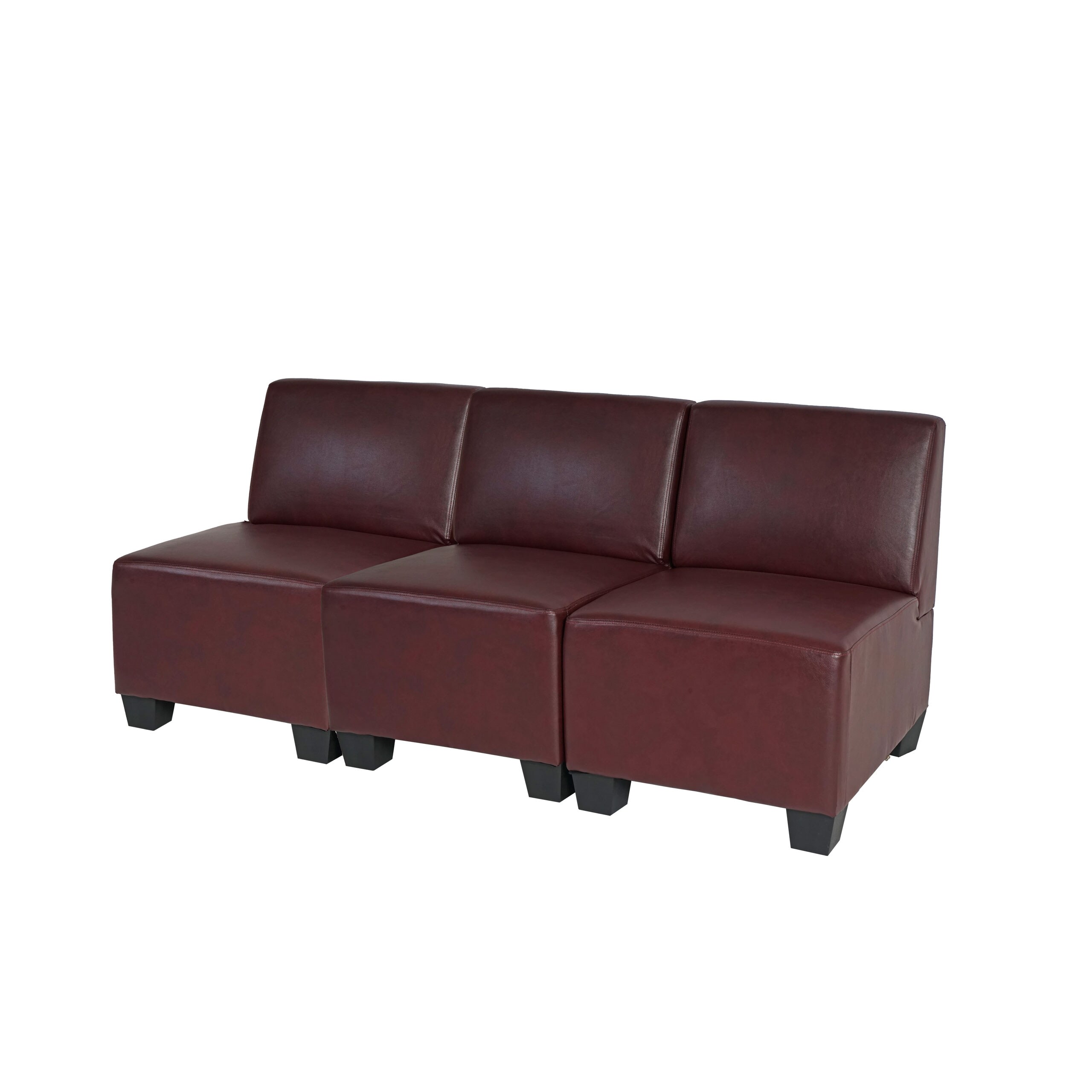 Modular 3-Sitzer Sofa Couch Moncalieri, Kunstleder ~ rot-braun, ohne Armlehnen - Bild 1