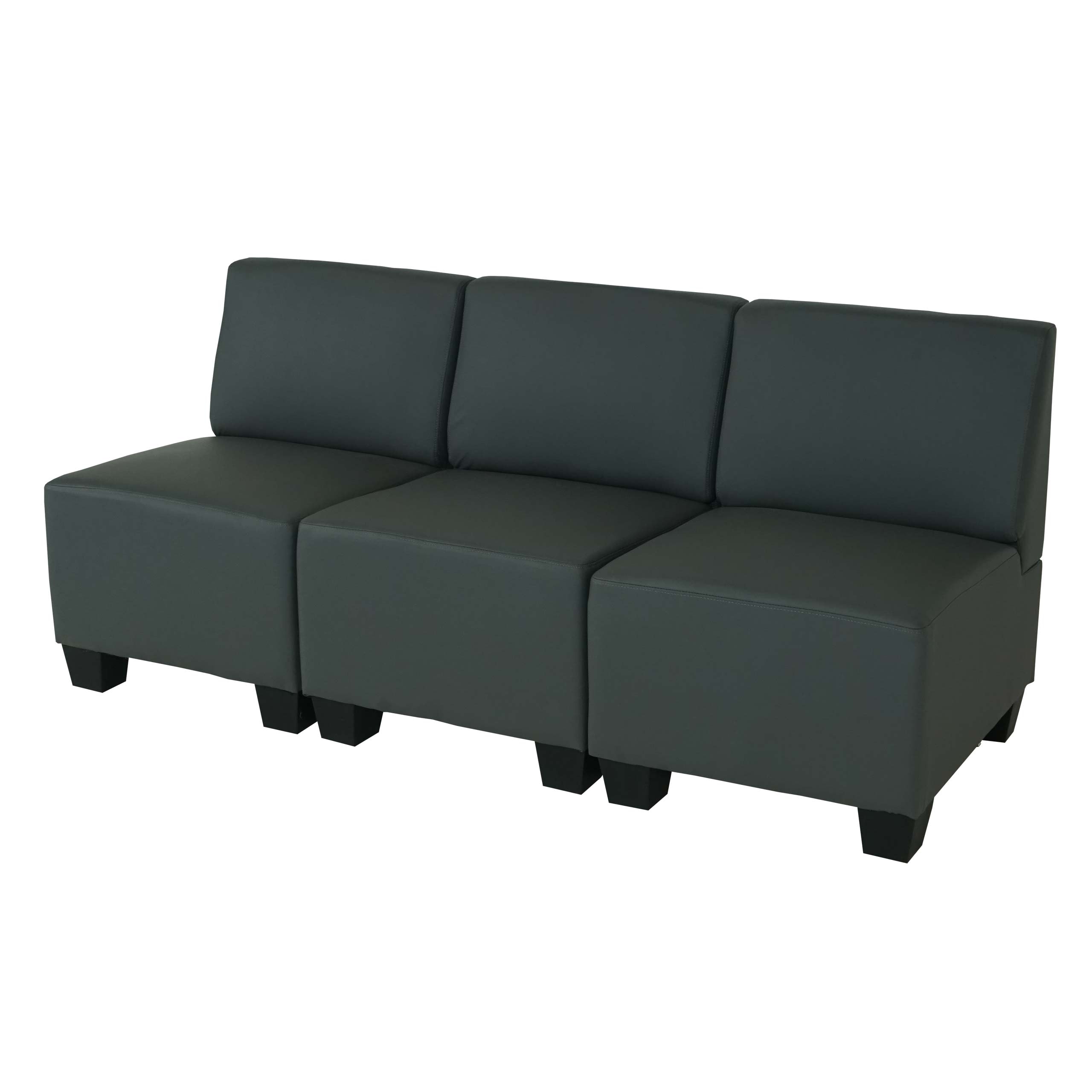 Modular 3-Sitzer Sofa Couch Lyon, Kunstleder ~ dunkelgrau, ohne Armlehnen - Bild 1