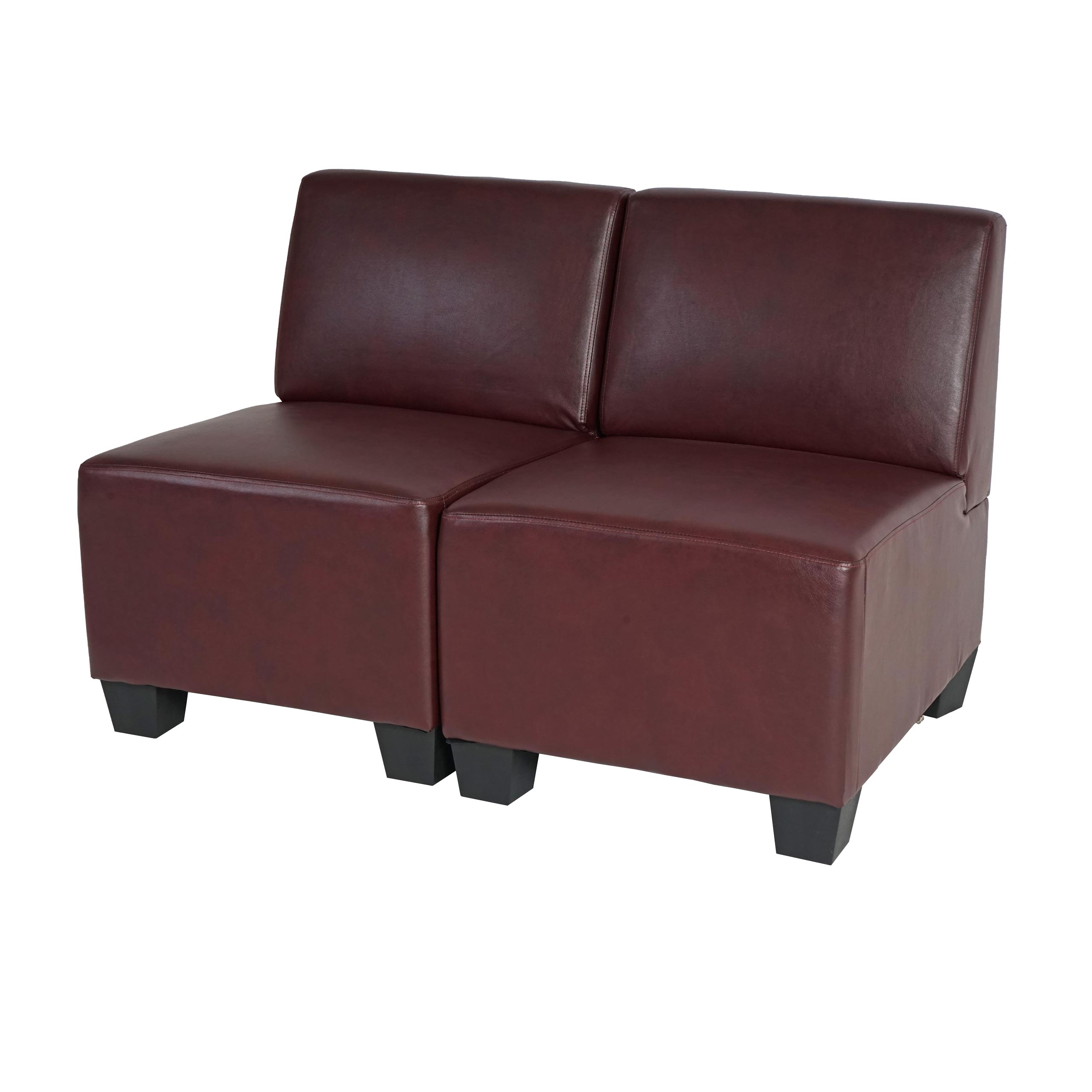Modular 2-Sitzer Sofa Couch Moncalieri, Kunstleder ~ rot-braun, ohne Armlehnen - Bild 1