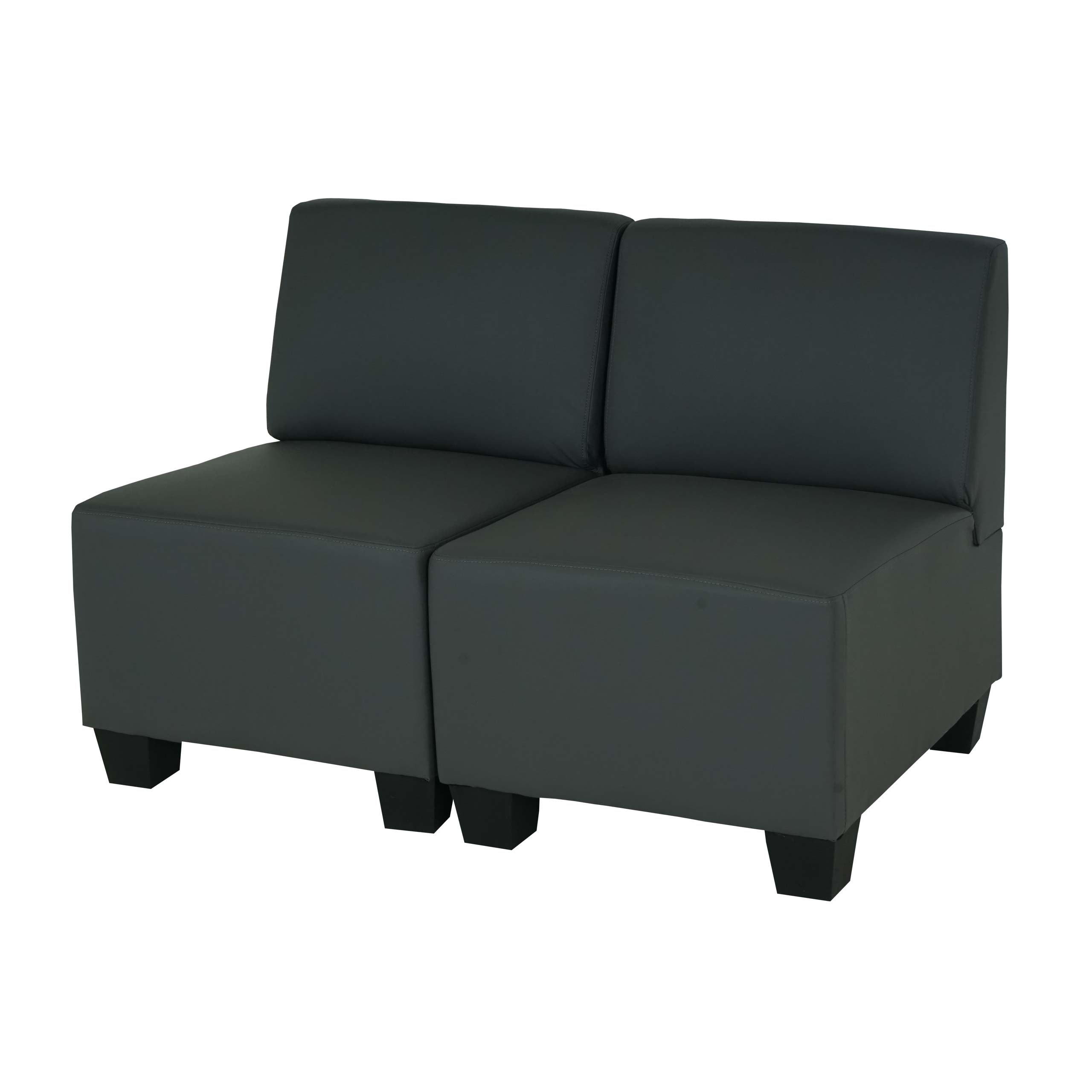 Modular 2-Sitzer Sofa Couch Moncalieri, Kunstleder ~ dunkelgrau, ohne Armlehnen - Bild 1