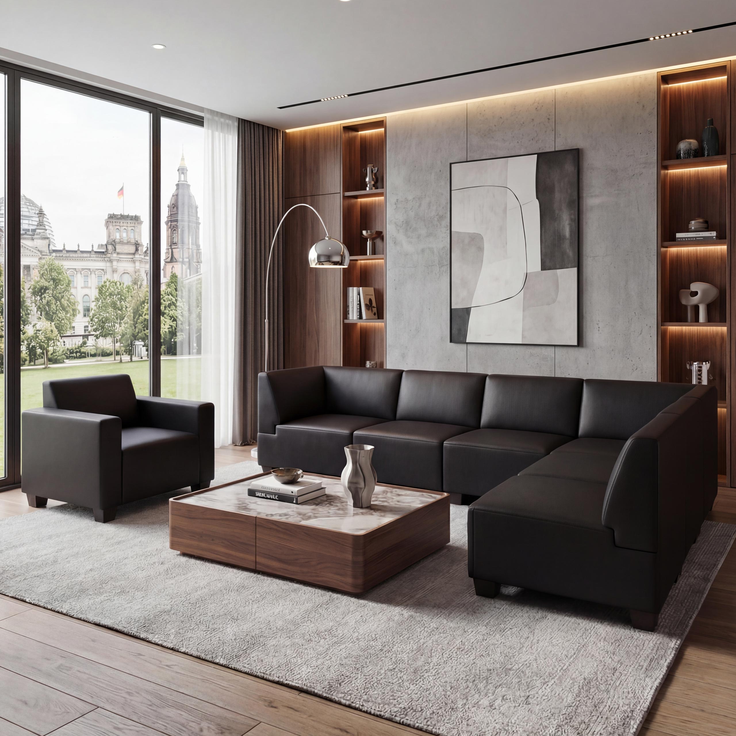 Couch-Garnitur Moncalieri 6-1 ~ schwarz - Bild 1