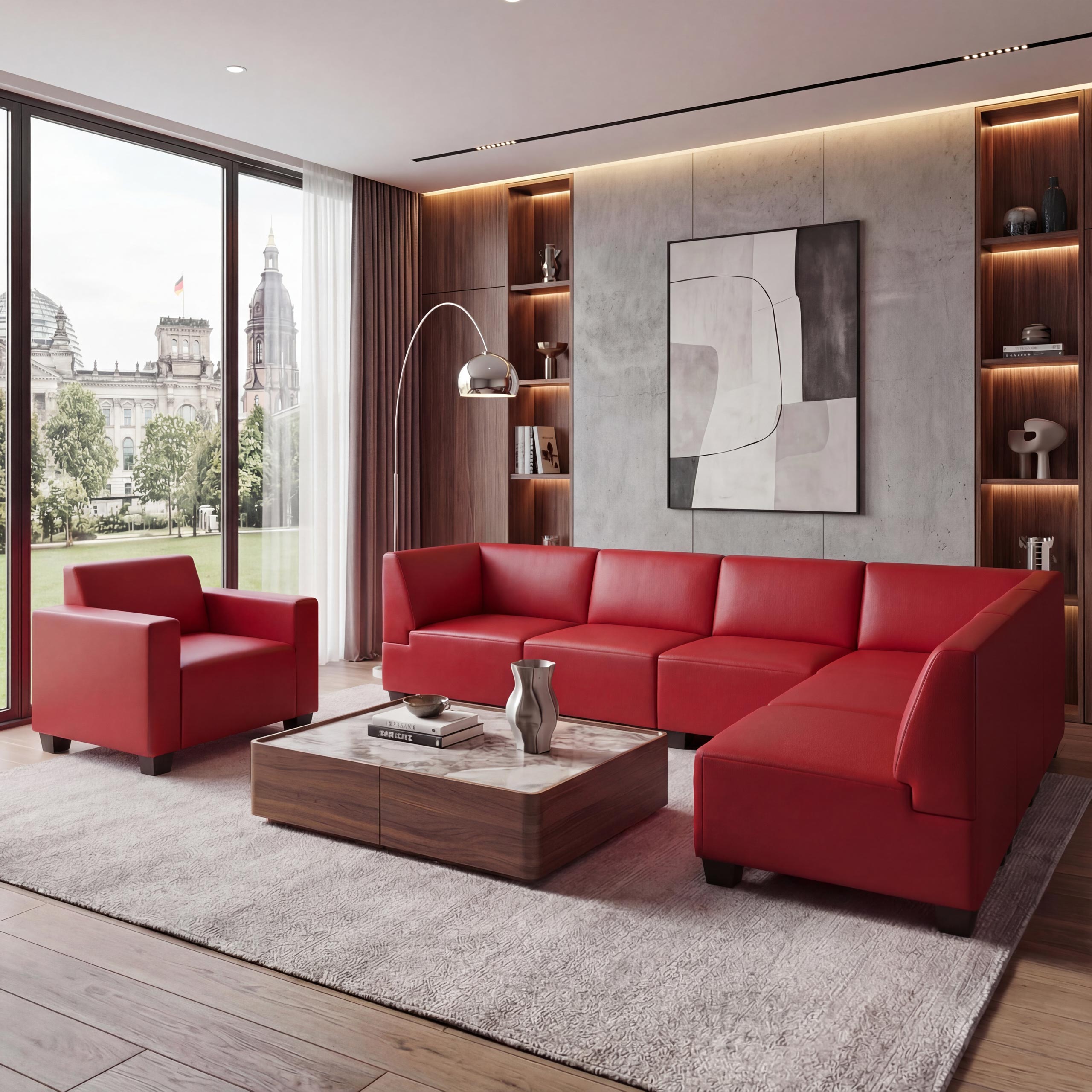 Couch-Garnitur Moncalieri 6-1 ~ rot - Bild 1