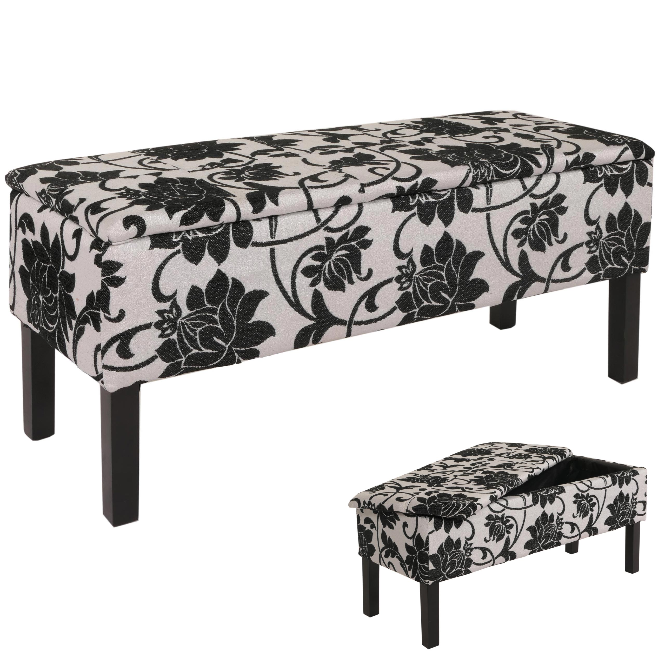 Bank Sitzbank Renens Aufbewahrungstruhe Stoff/Textil 95x36x44 cm MVG-zertifiziert ~ jacquard schwarz - Bild 1