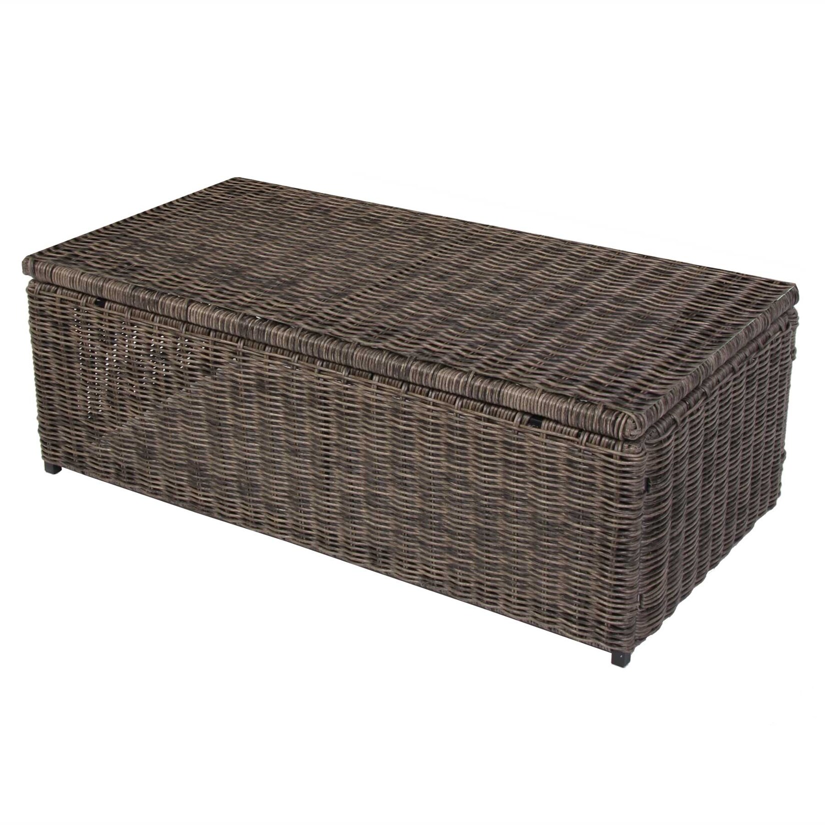 Modulares Poly-Rattan Sofa RomV 39x110x58cm ~ naturgrau, Couchtisch ohne Glasplatte | 04052826057894
