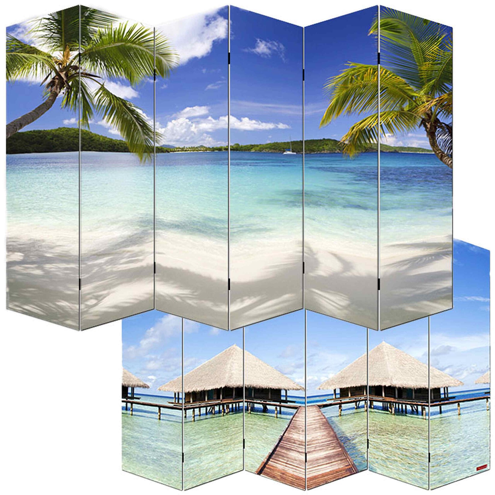 Foto-Paravent Paravent Raumteiler Spanische Wand Bagheria MVG-zertifiziert ~ 180x240cm, Strand