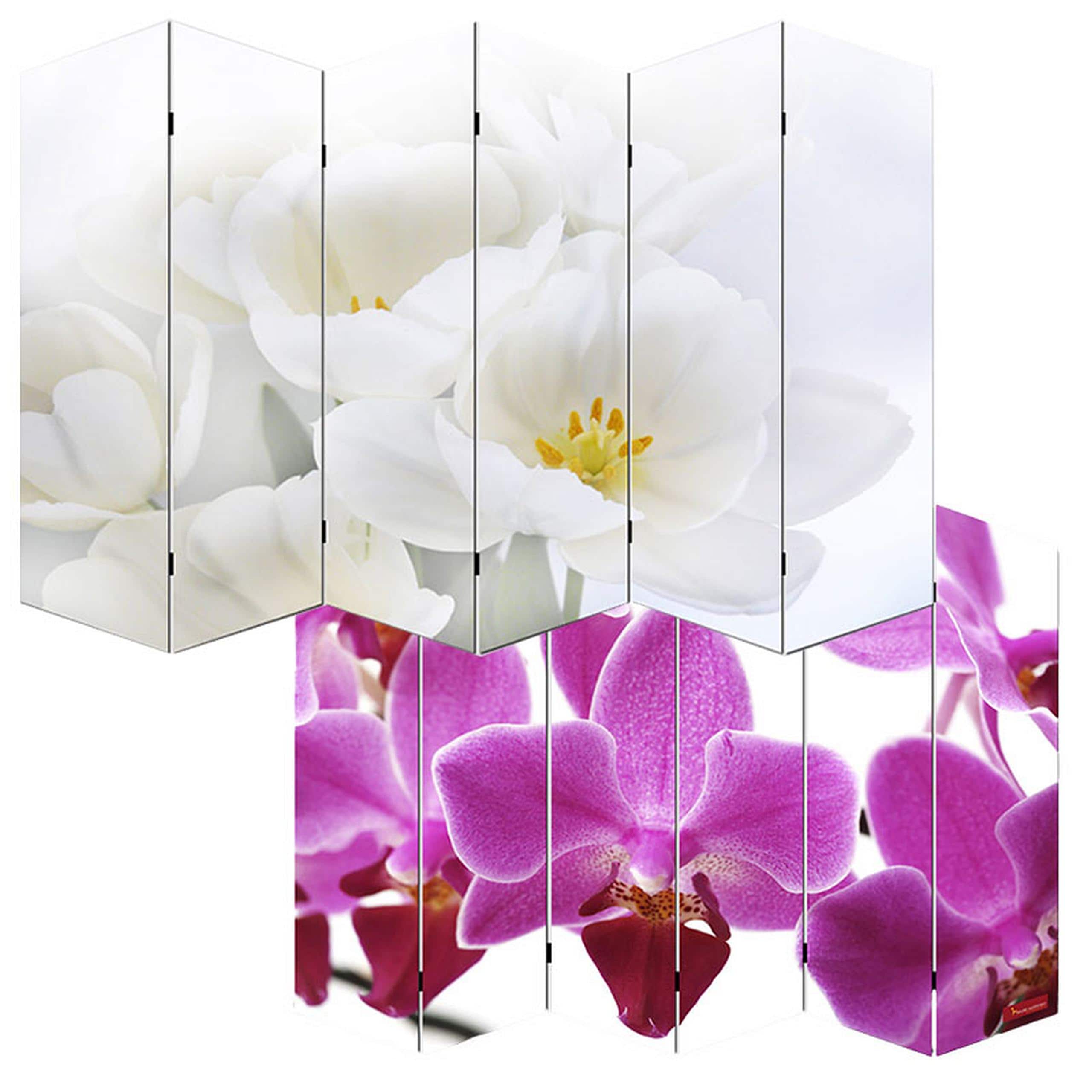Foto-Paravent Paravent Raumteiler Spanische Wand Bagheria MVG-zertifiziert ~ 180x240cm, Orchidee - Bild 1