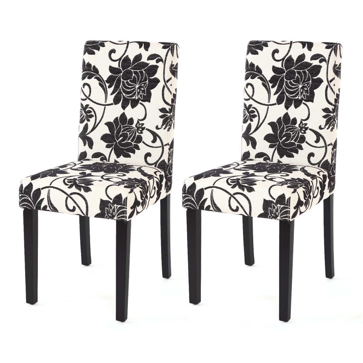 2er-Set Esszimmerstuhl Stuhl Küchenstuhl Littau ~ Textil, jacquard, dunkle Beine