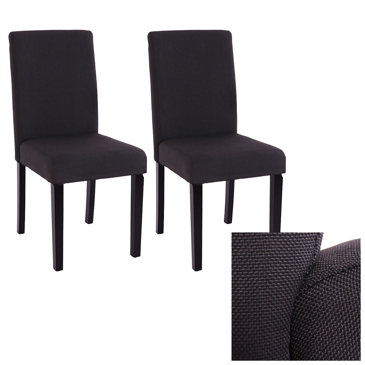 2er-Set Esszimmerstuhl Stuhl Küchenstuhl Littau ~ Textil, schwarz, dunkle Beine