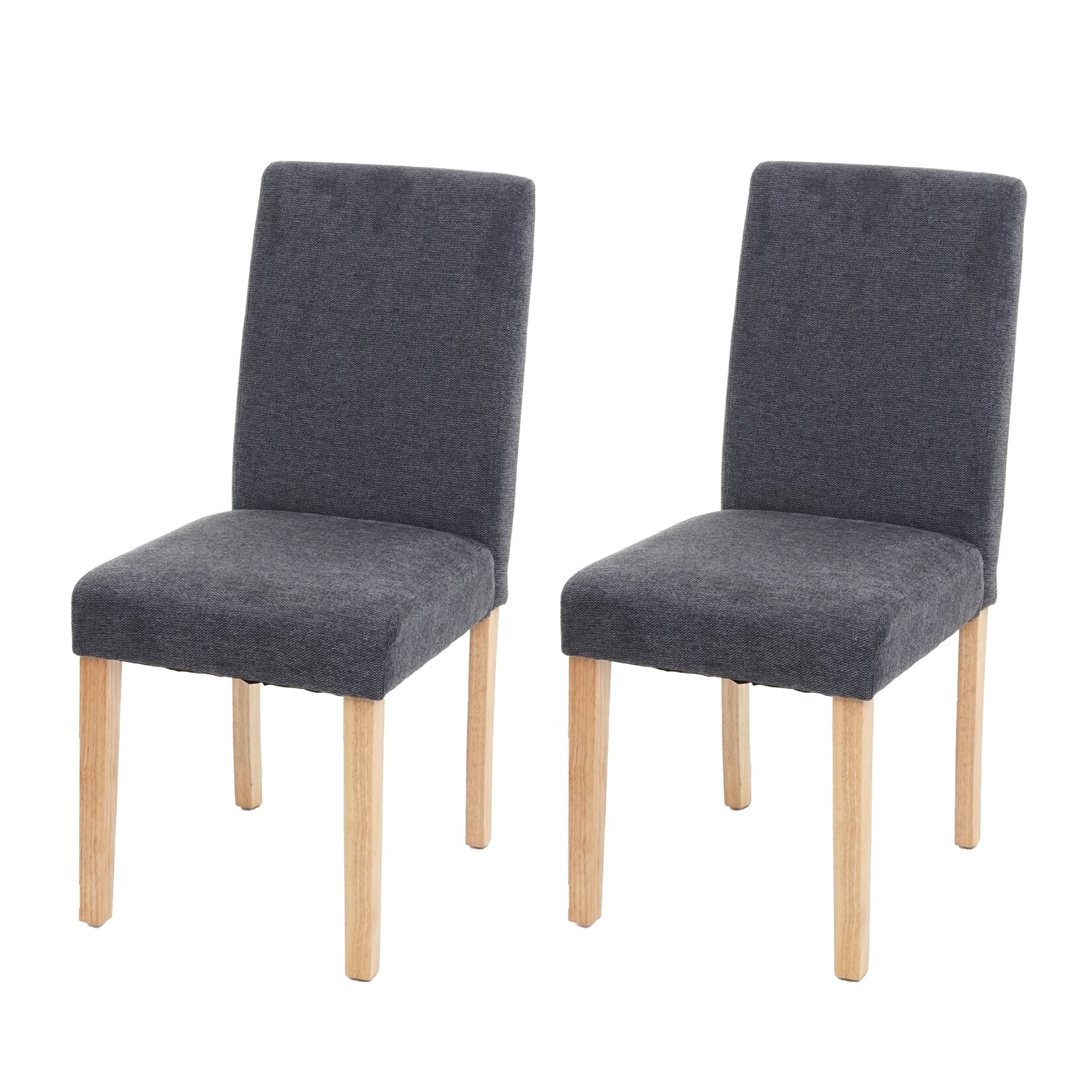 2er-Set Esszimmerstuhl Stuhl Küchenstuhl Littau ~ Textil, anthrazitgrau, helle Beine