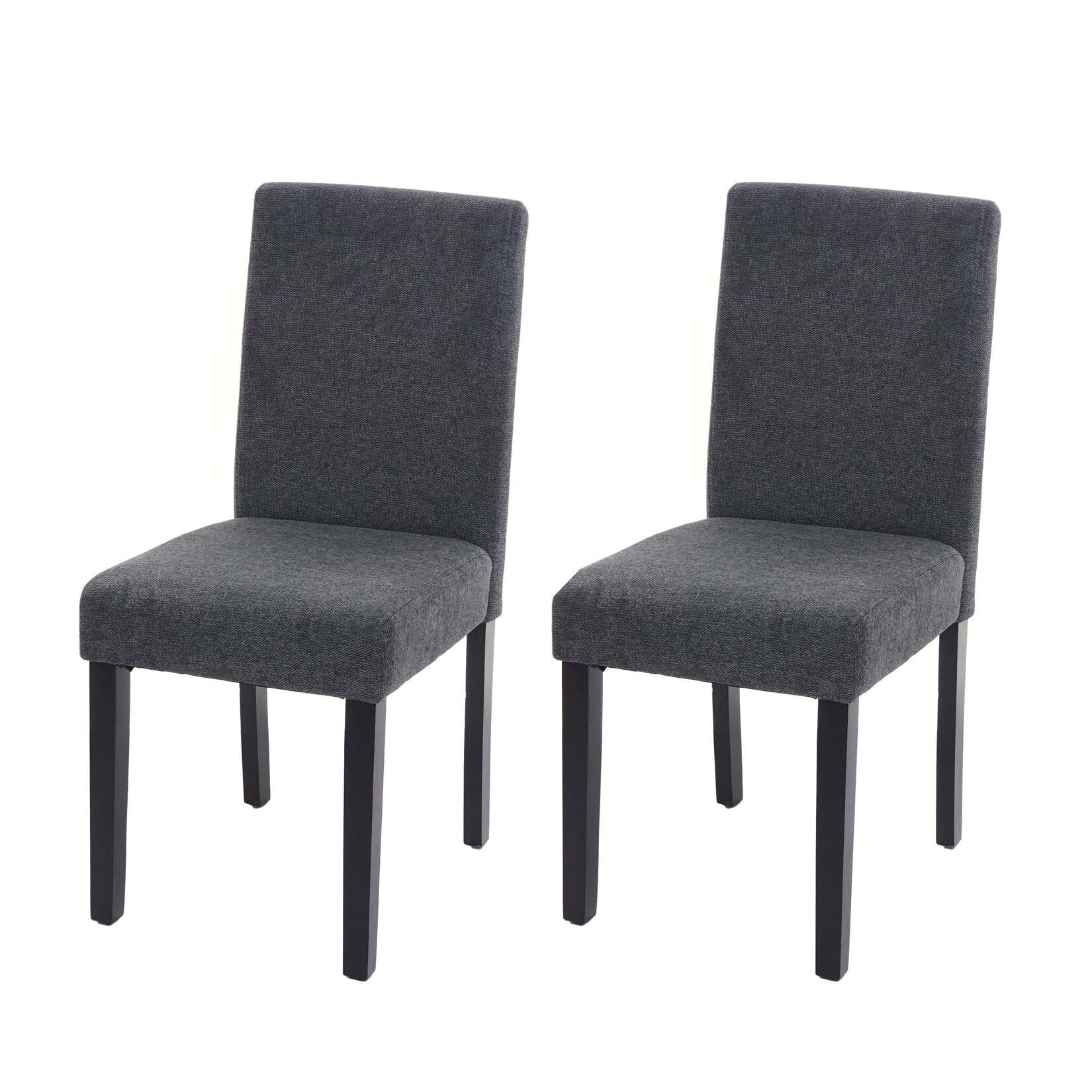 2er-Set Esszimmerstuhl Stuhl Küchenstuhl Littau ~ Textil, anthrazitgrau, dunkle Beine