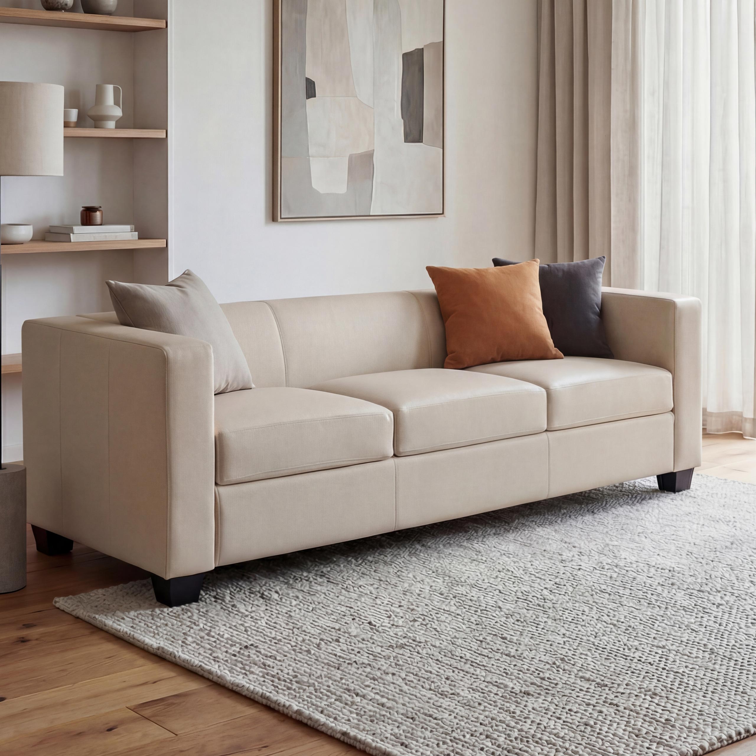 3er Sofa Lille ~ Leder, creme - Bild 1