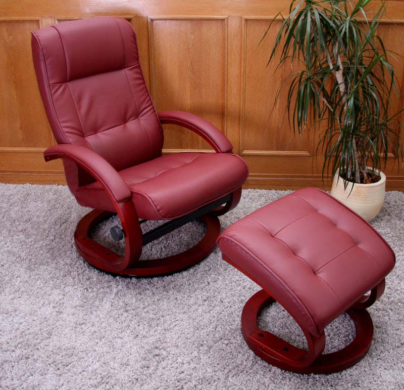 Fernsehsessel Aprilia, Kunstleder, mit Hocker ~ bordeaux - Bild 1