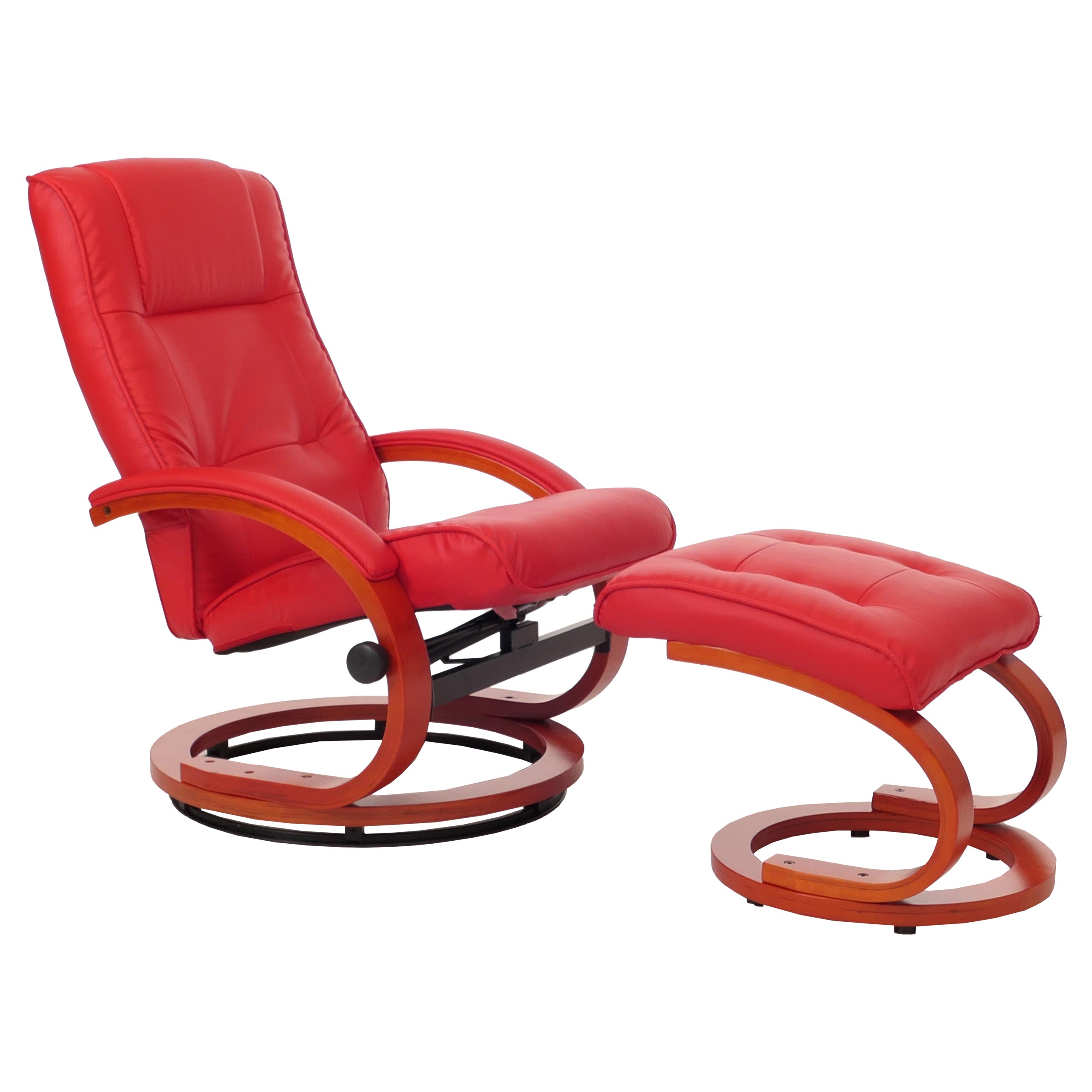 Fernsehsessel Aprilia, Kunstleder, mit Hocker ~ rot - Bild 1