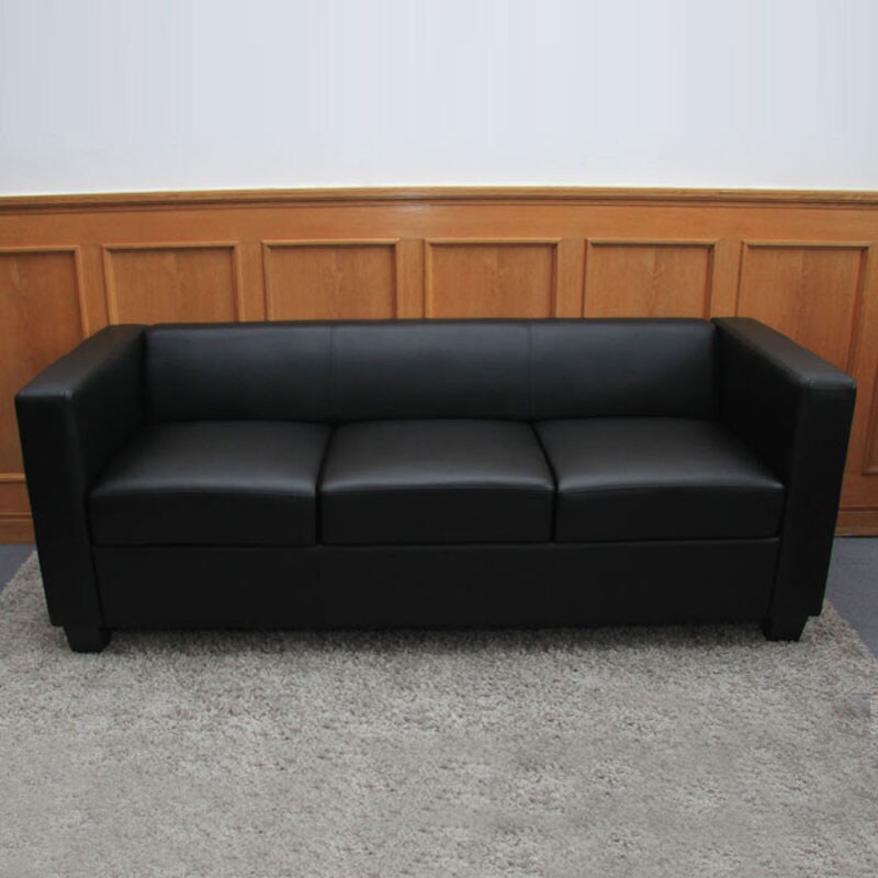 3er Sofa Lille, Kunstleder ~ schwarz | 04052826125098