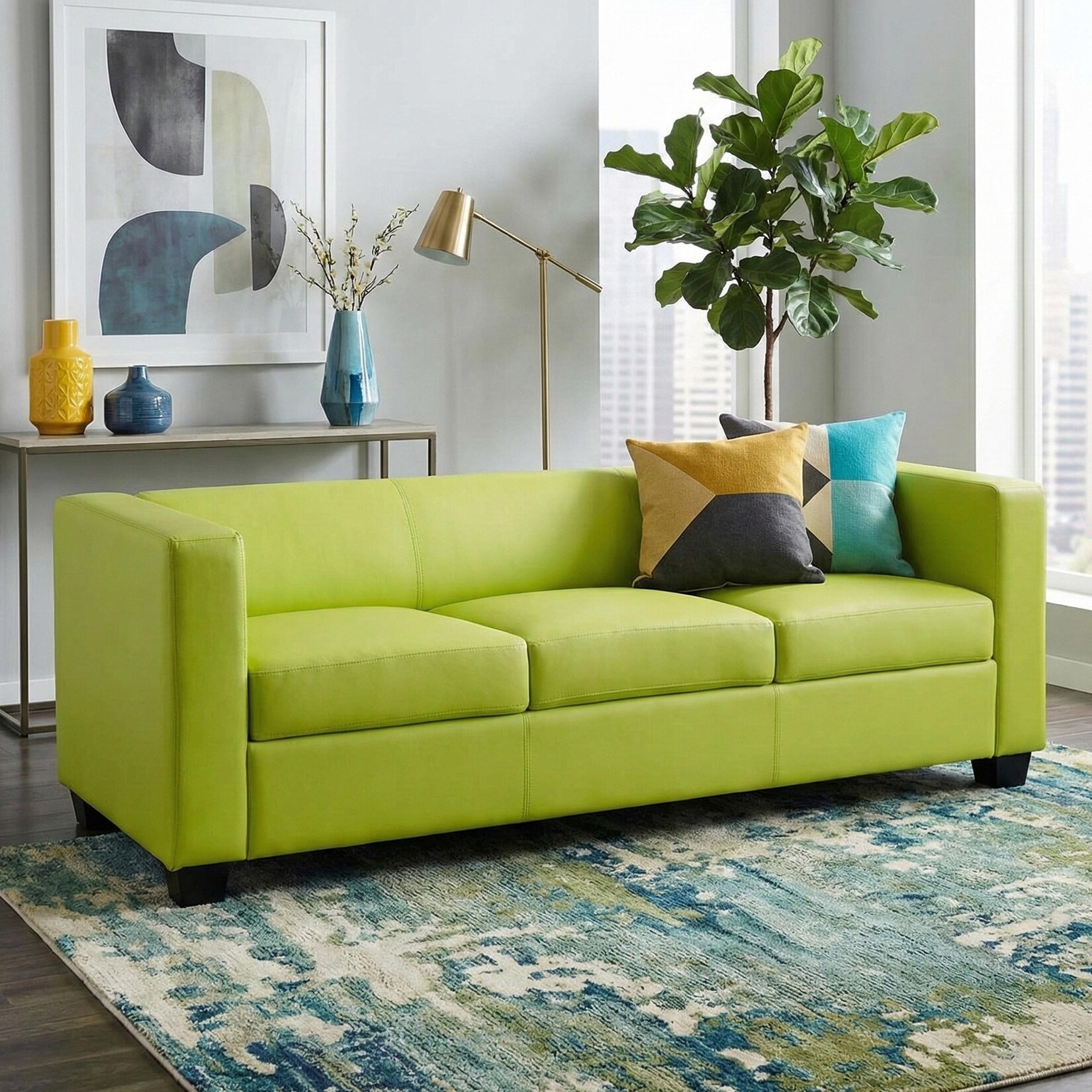 3er Sofa Lille ~ Kunstleder, hellgrün