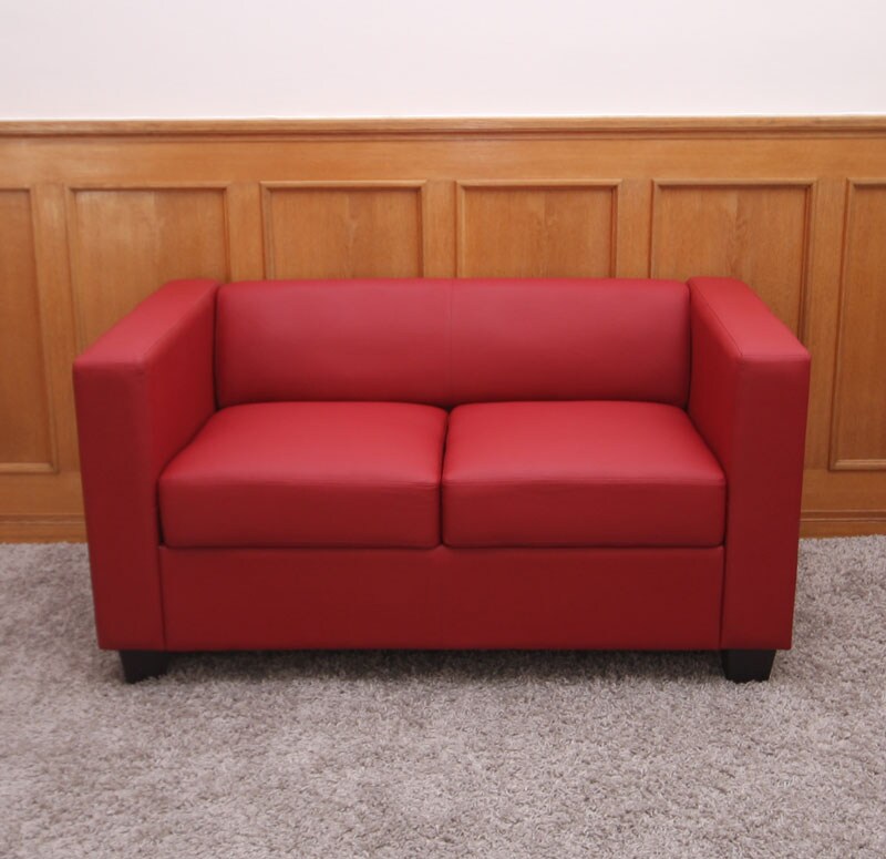 2er Sofa Lille, Kunstleder ~ rot