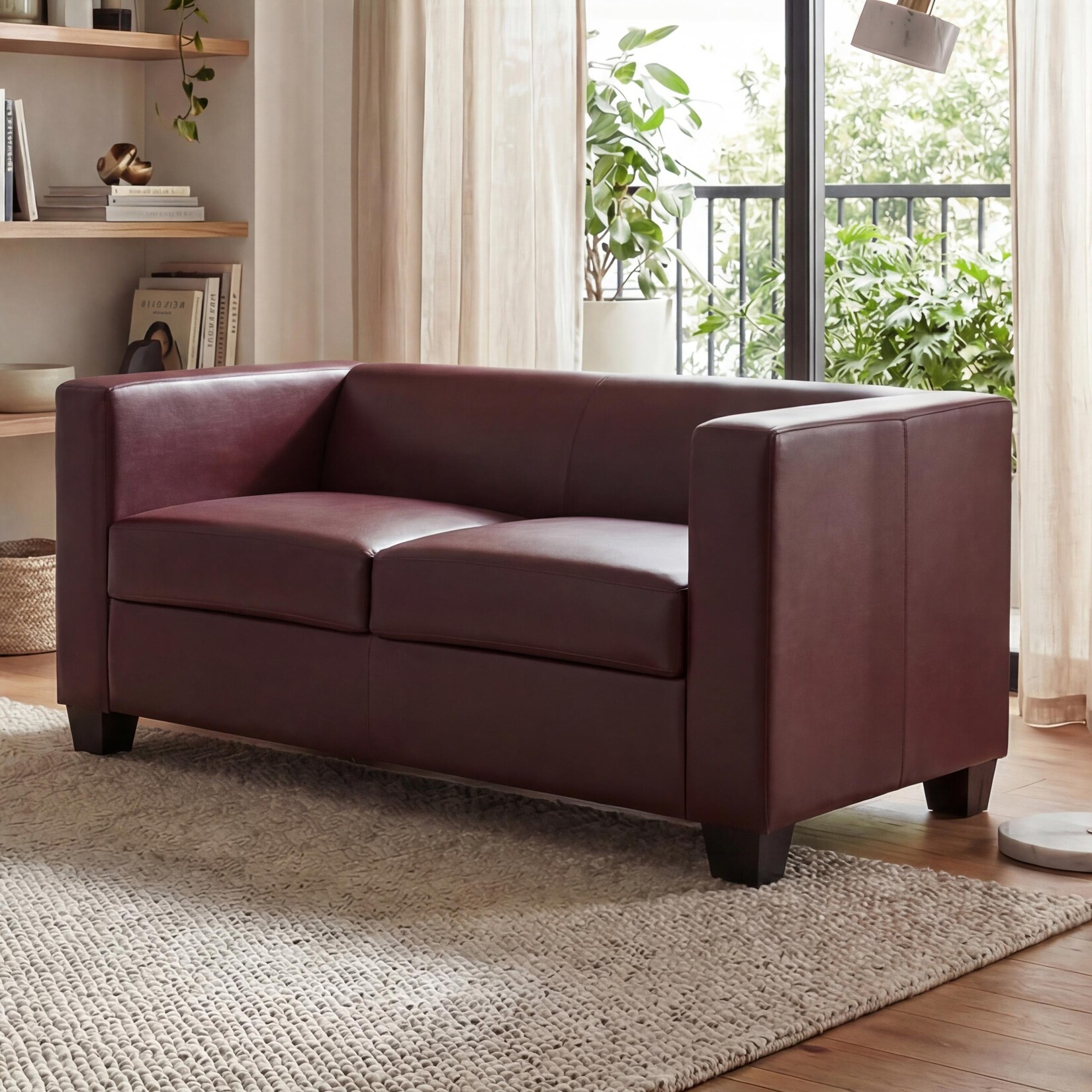 2er Sofa Lille ~ Kunstleder, rot-braun
