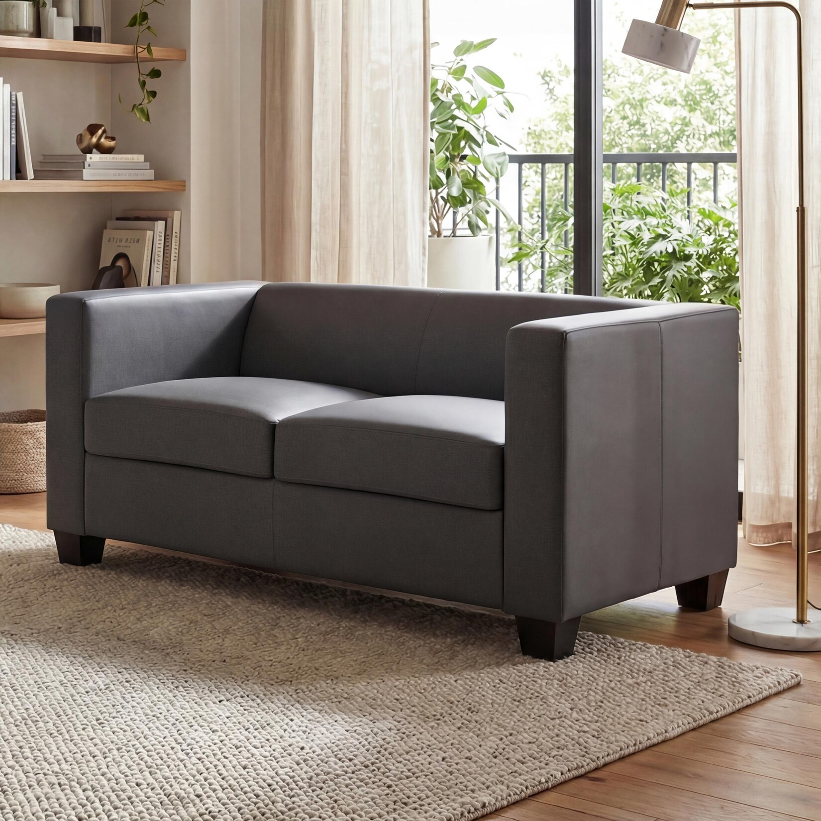 2er Sofa Lille ~ Kunstleder, dunkelgrau