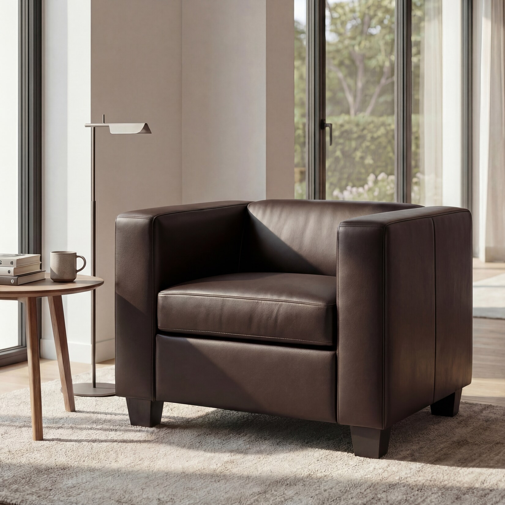 Sessel Loungesessel Lille ~ Kunstleder, coffee
