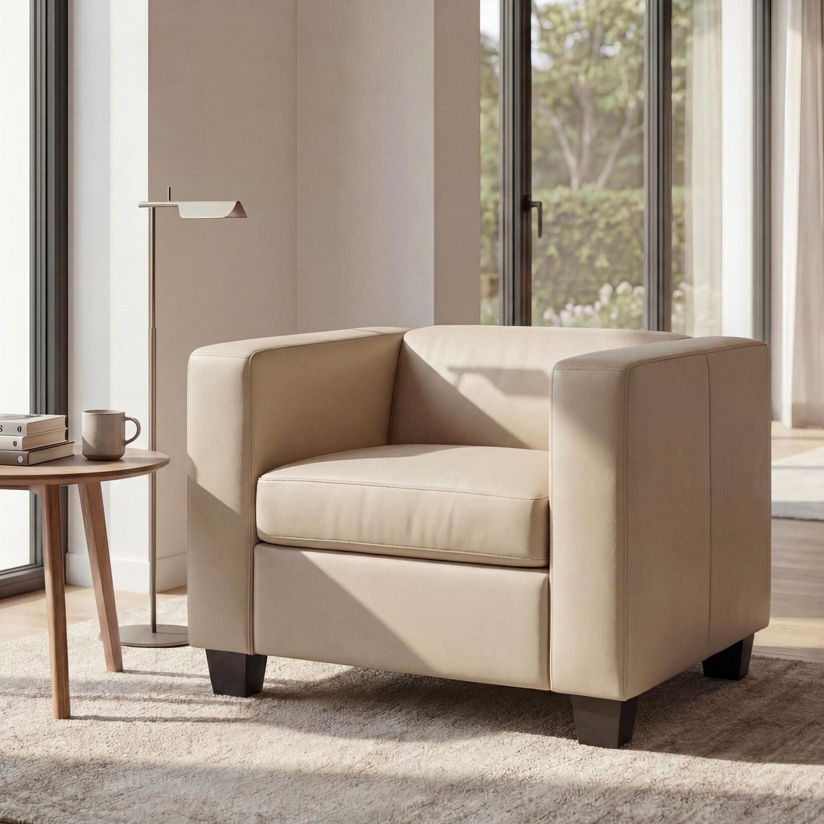Sessel Loungesessel Lille ~ Kunstleder, creme