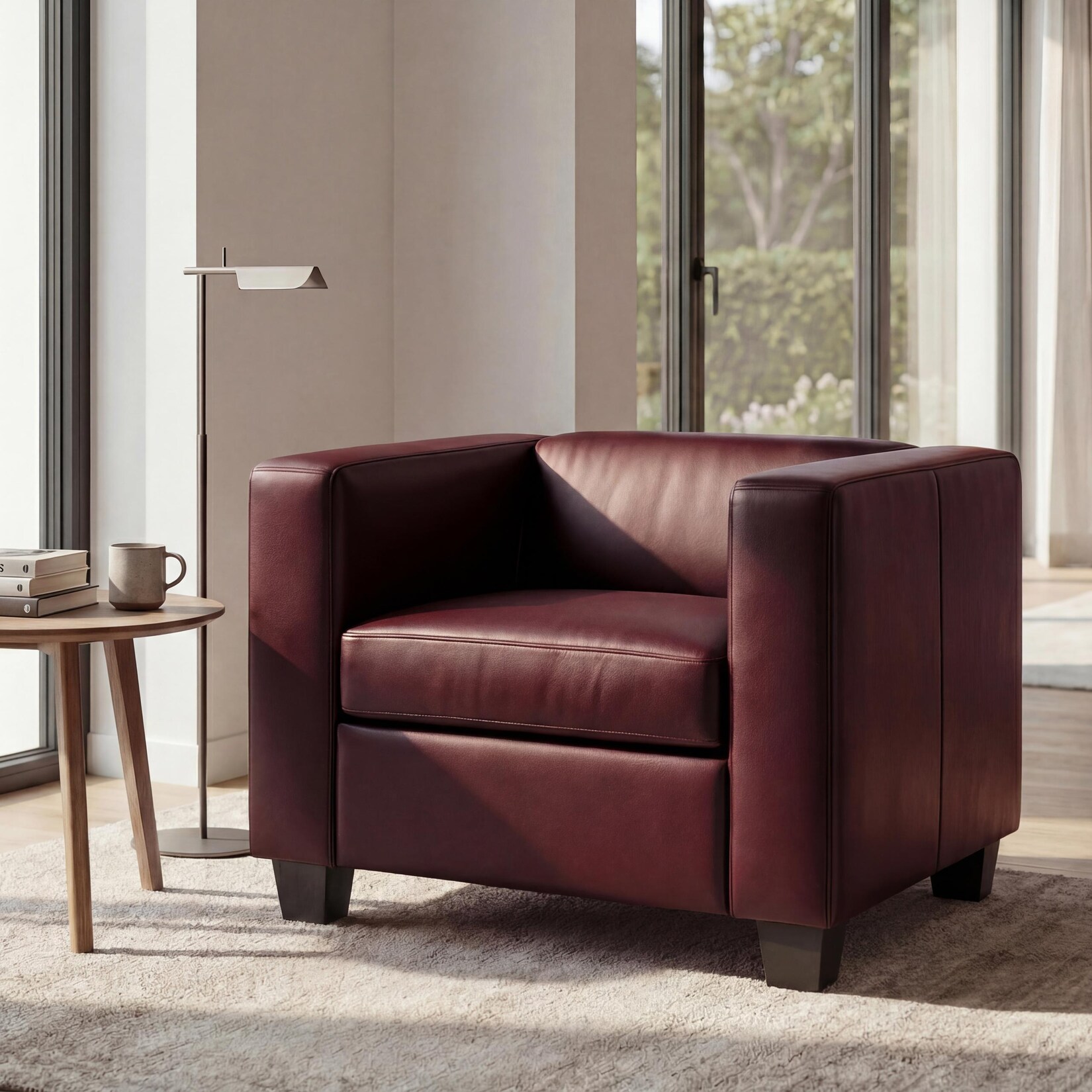 Sessel Loungesessel Lille ~ Kunstleder, rot-braun