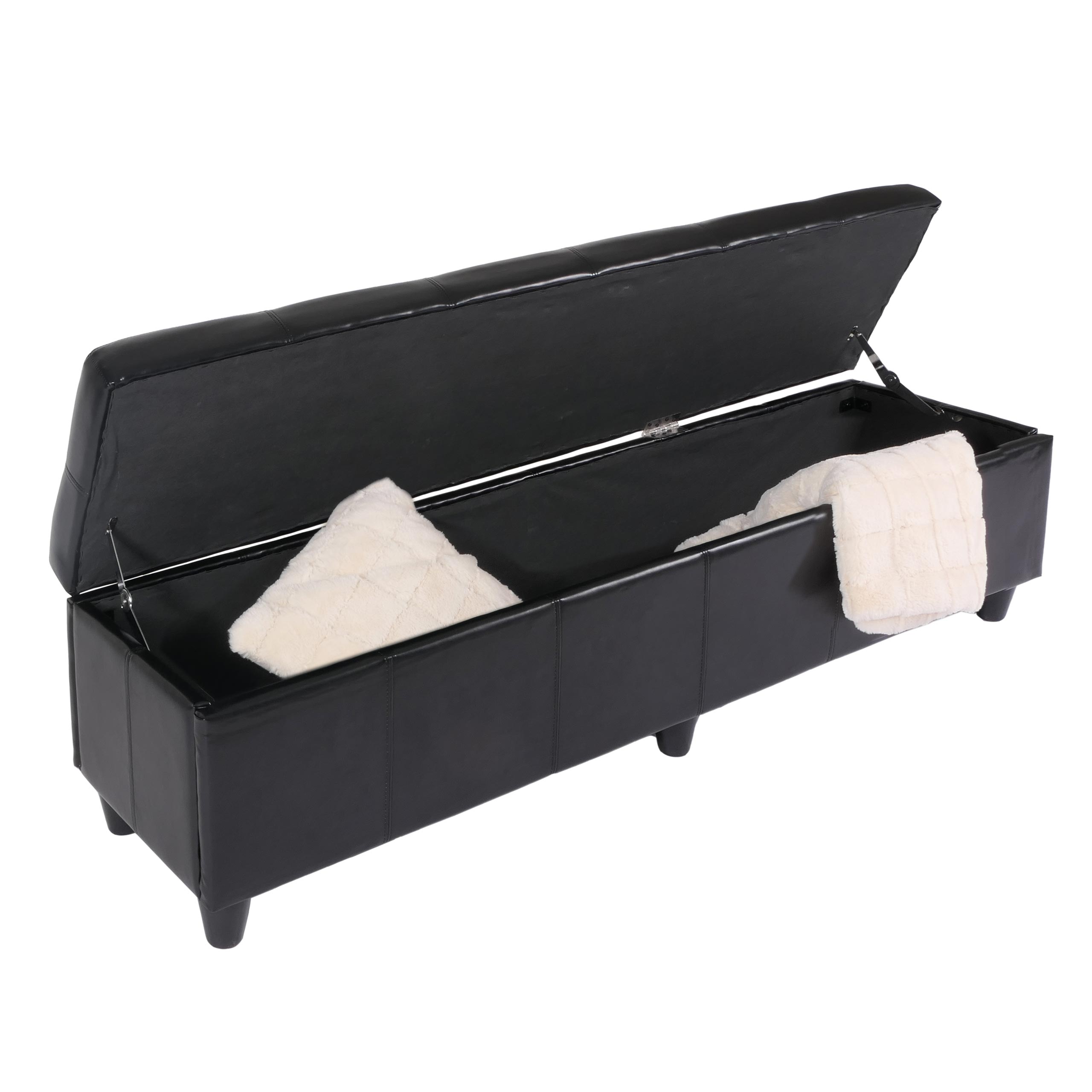 Bank Sitzbank mit Aufbewahrung Arezzo XXL, Kunstleder, 180x45x45cm MVG-zertifiziert ~ schwarz - Bild 1