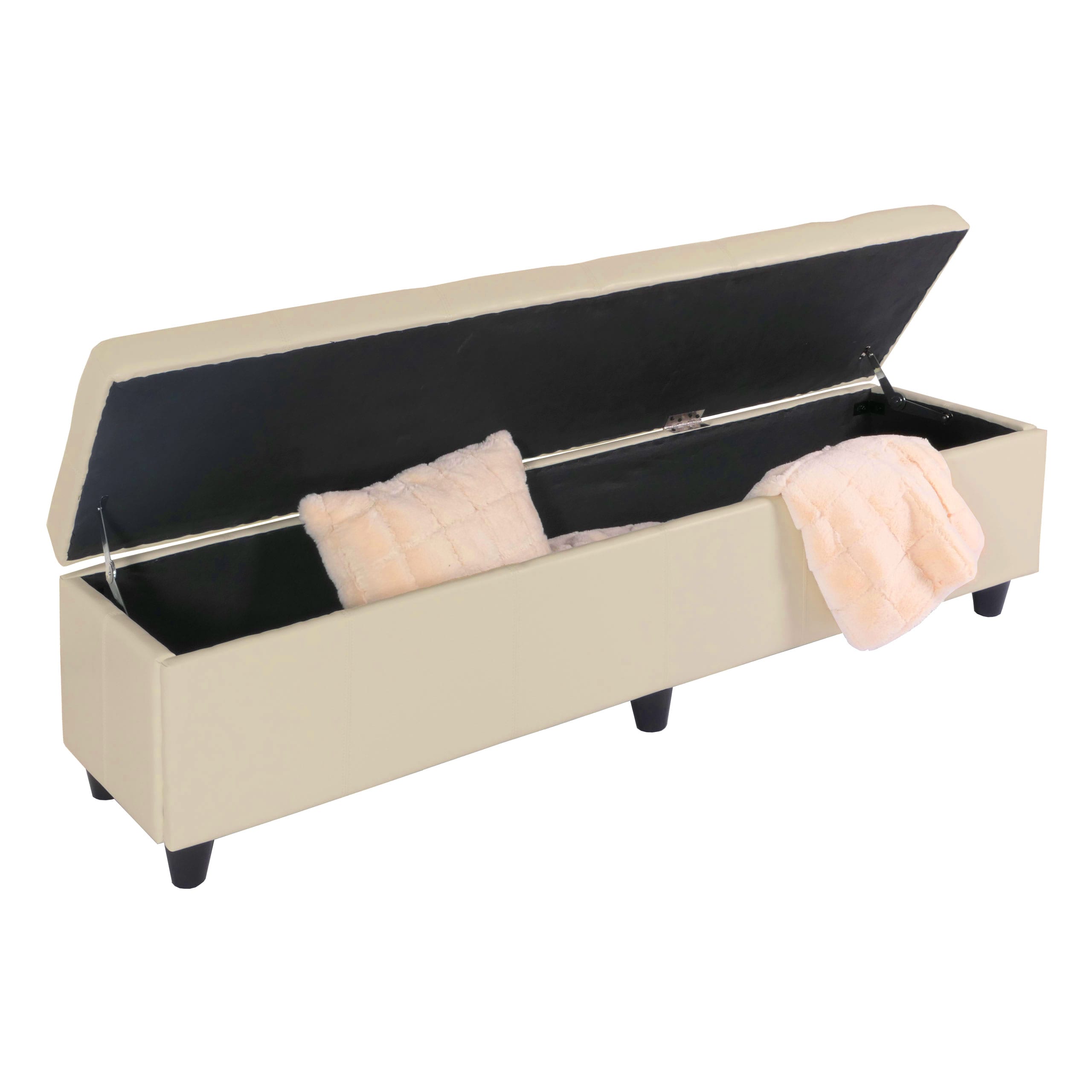 Bank Sitzbank mit Aufbewahrung Arezzo XXL, Kunstleder, 180x45x45cm MVG-zertifiziert ~ creme - Bild 1