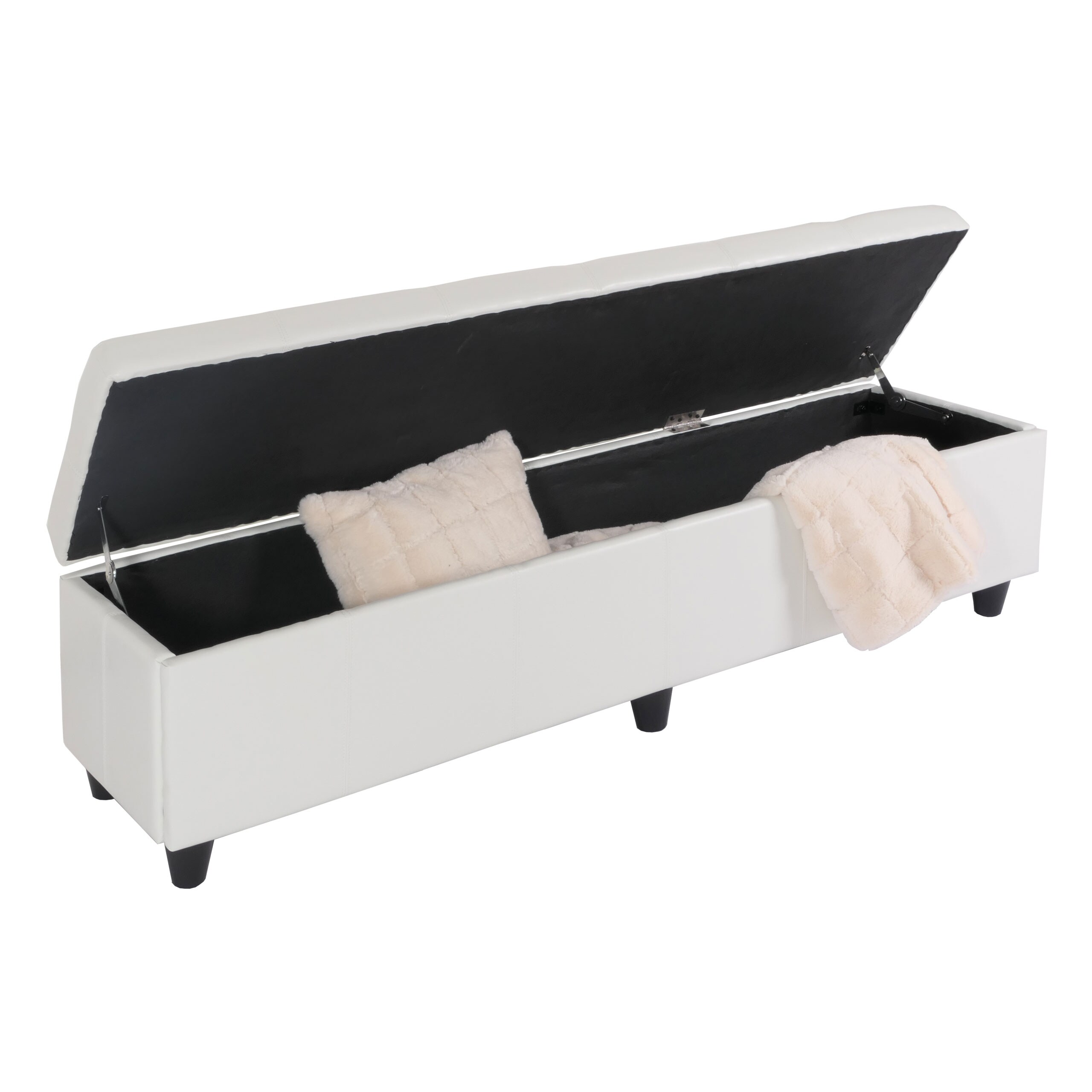 Sitzbank mit Aufbewahrung Arezzo XXL, Leder ~ wei&szlig; - Bild 1