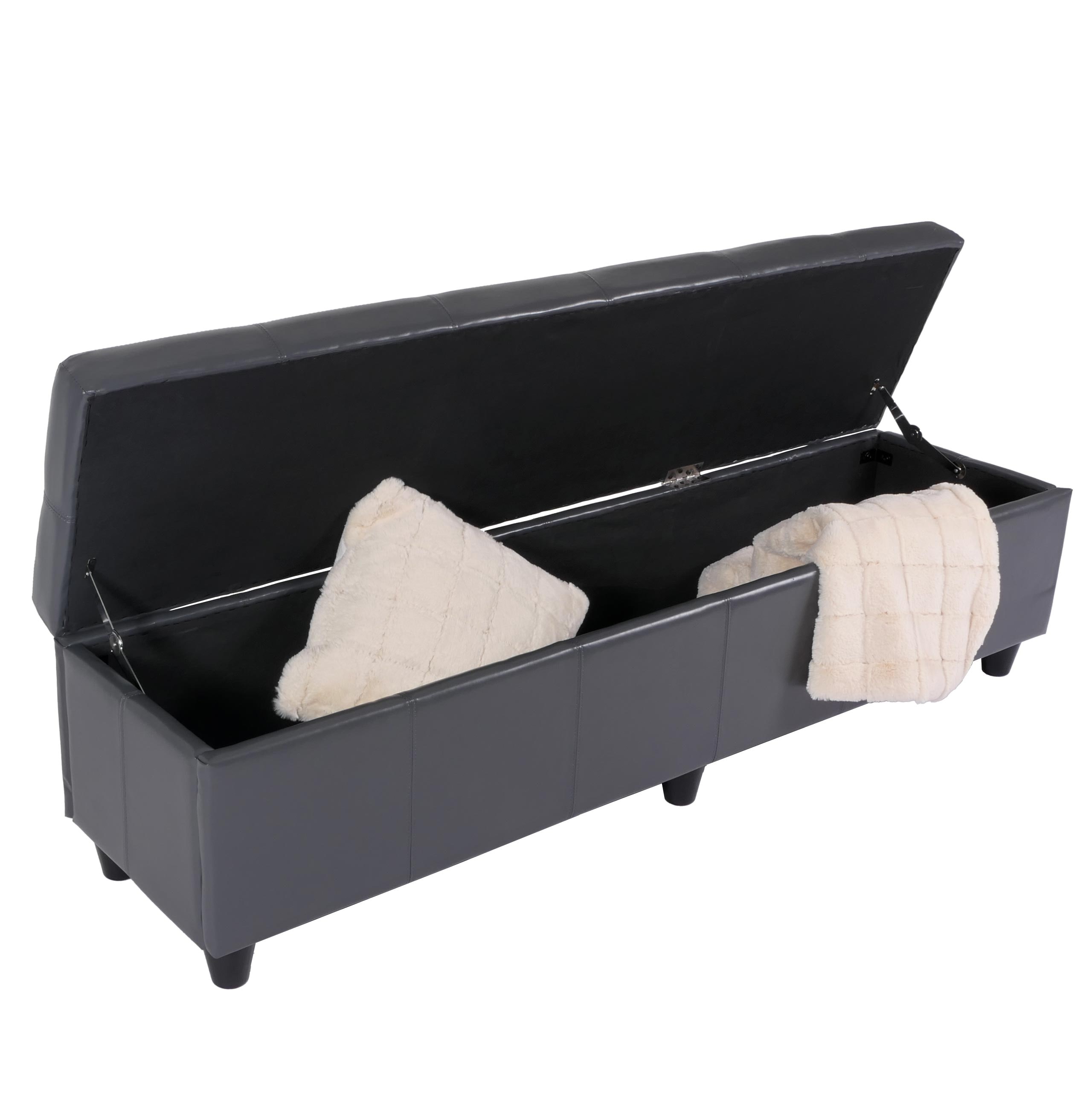 Sitzbank mit Aufbewahrung Arezzo XXL, Leder ~ grau - Bild 1