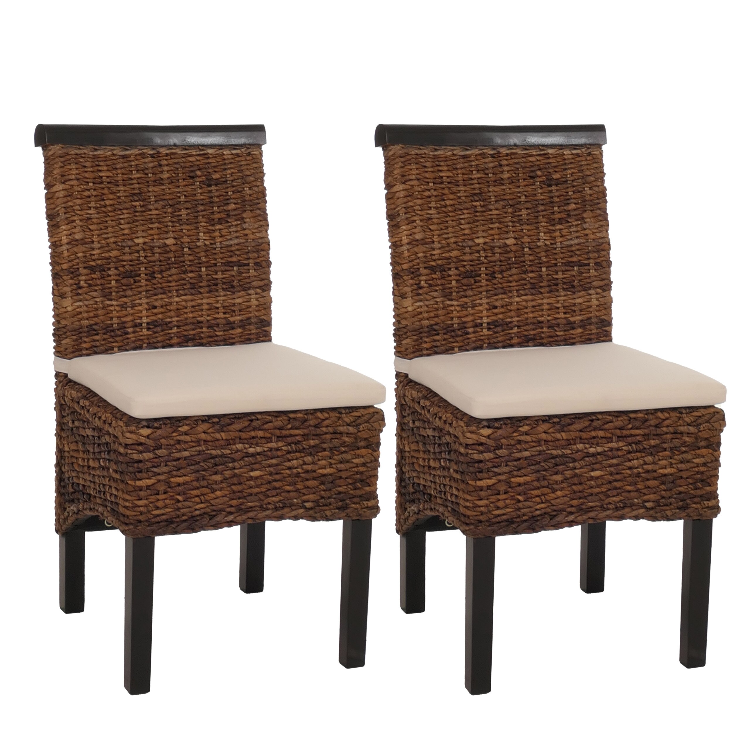 Esszimmerstuhl Acireale, Korbgeflecht (2er-Set) ~ dunkel, mit Kissen - Bild 1