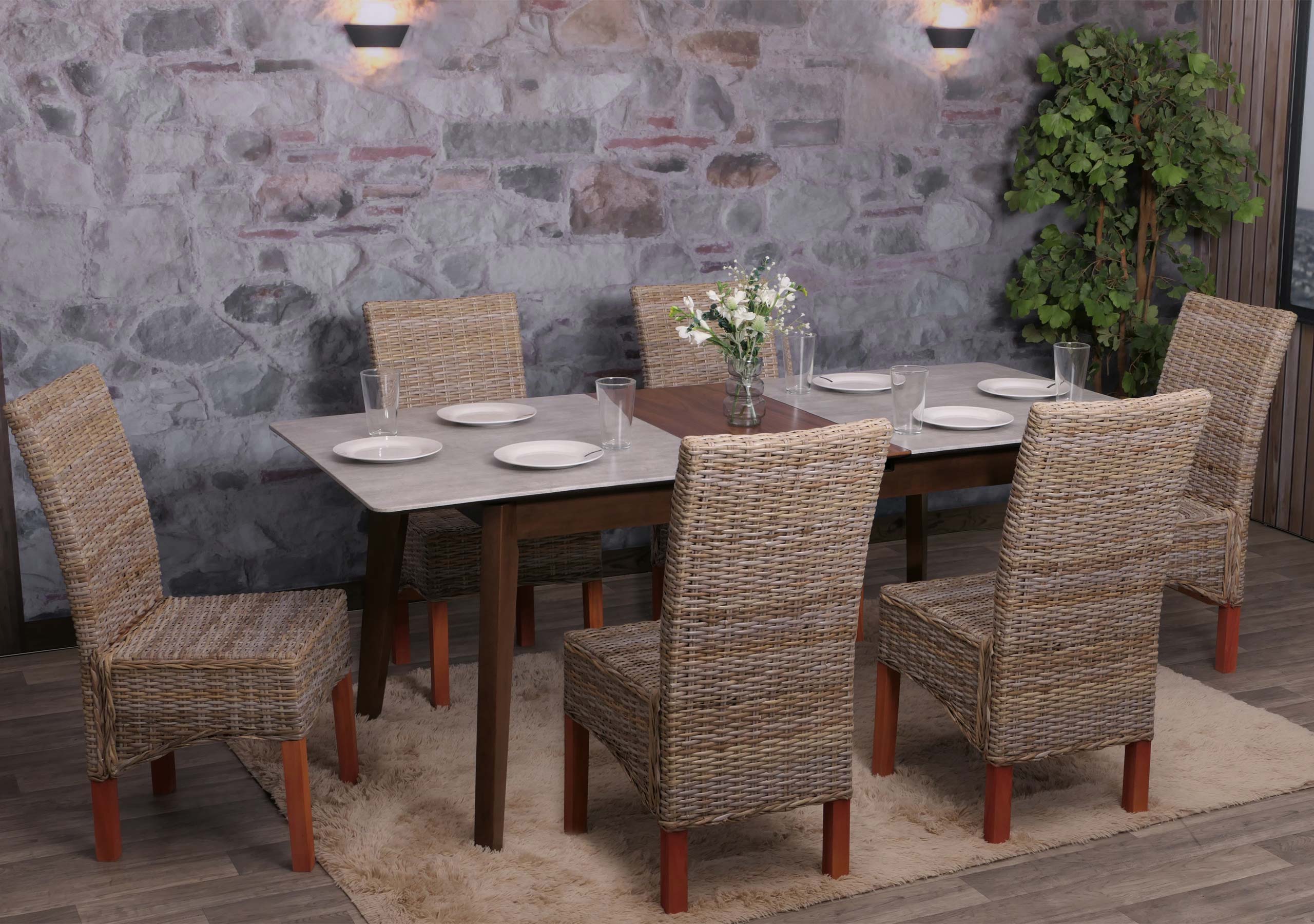 Esszimmerstuhl Var, Korbgeflecht (6er-Set) ohne Sitzkissen - Bild 1