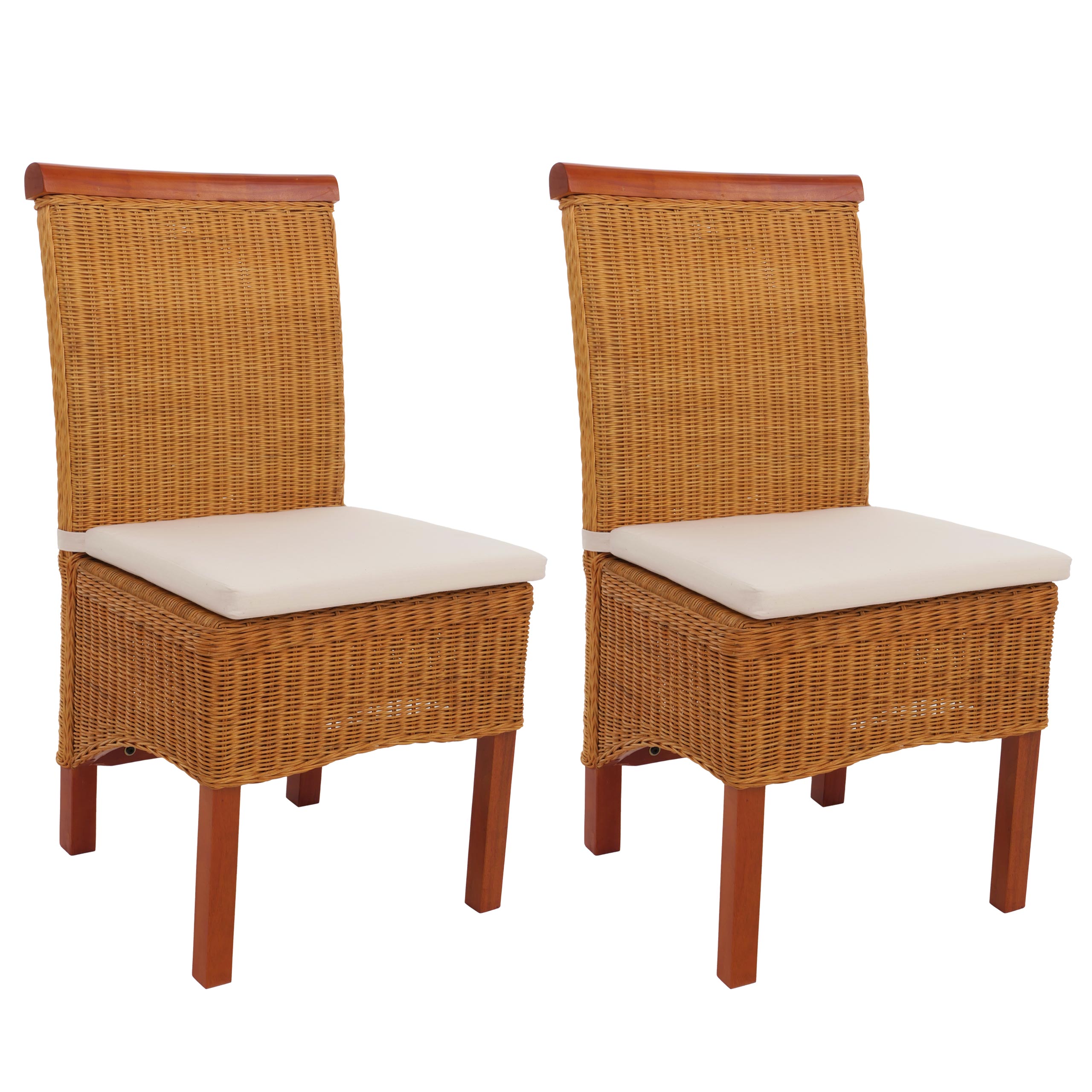 2er-Set Esszimmerstuhl Var, Korbgeflecht ~ mit Sitzkissen - Bild 1