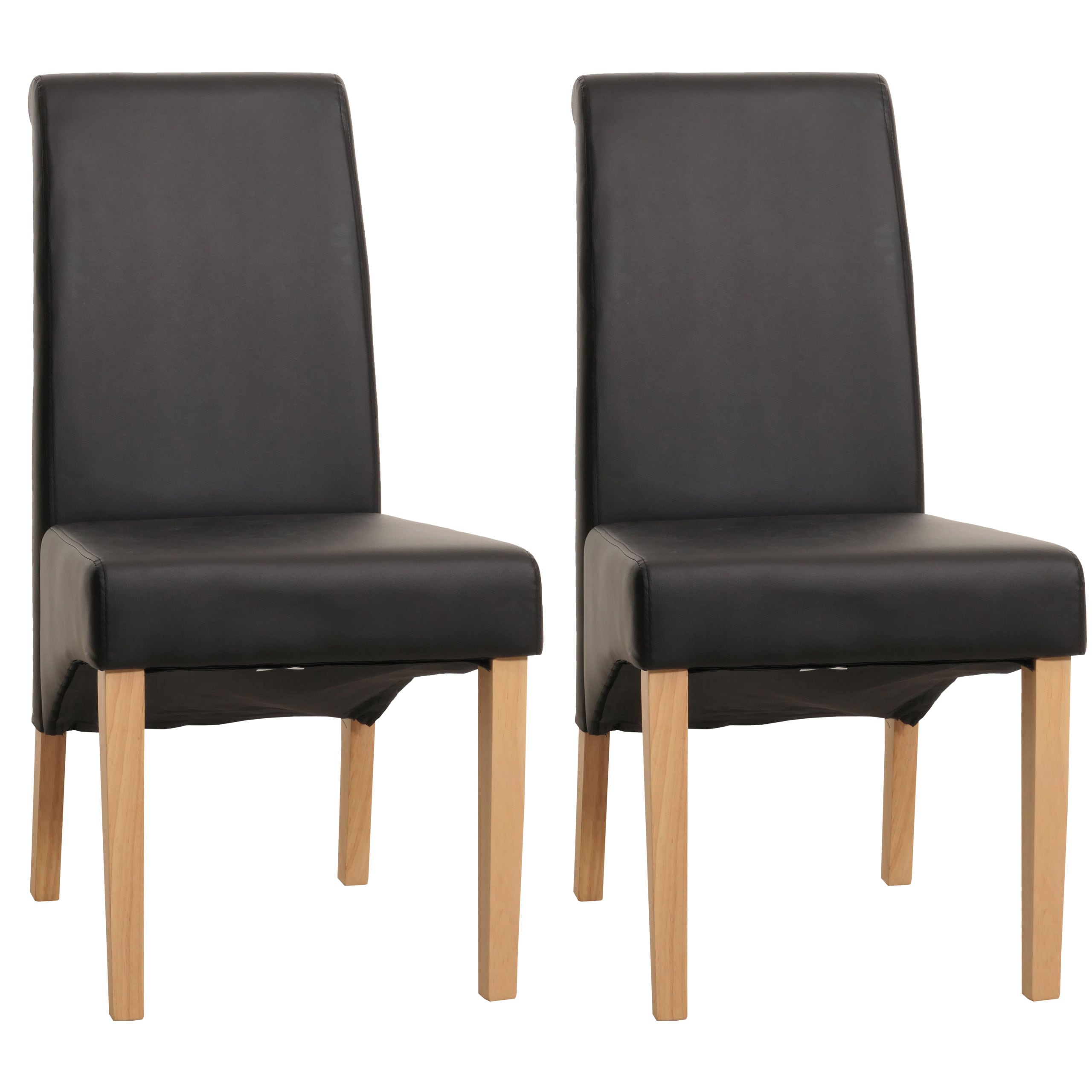 2er-Set Esszimmerstuhl Cesena ~ Kunstleder matt, schwarz, helle F&uuml;&szlig;e - Bild 1