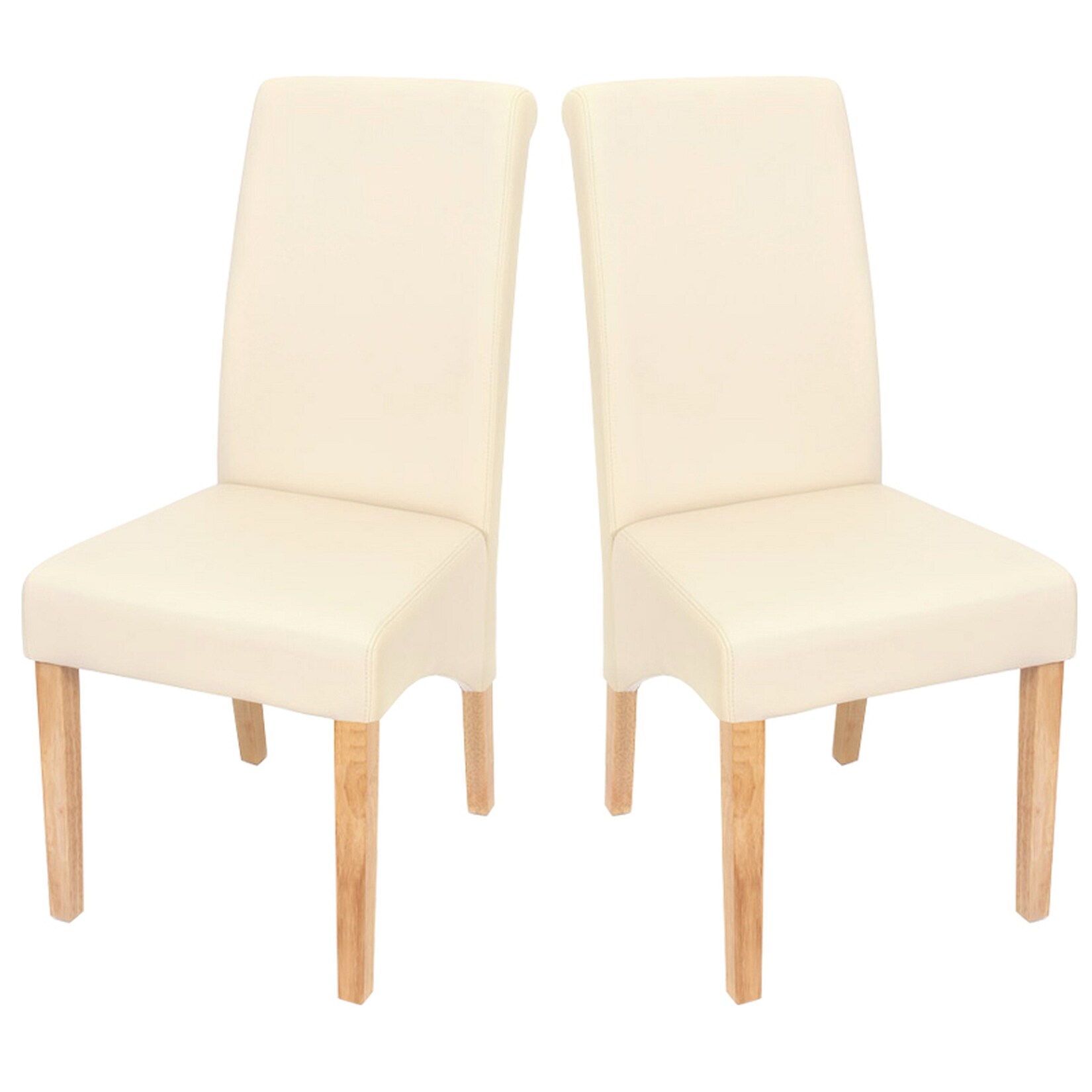 2er-Set Esszimmerstuhl Cesena ~ Kunstleder matt, creme, helle Füße