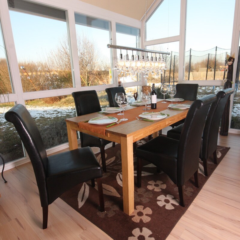 6er-Set Esszimmerstuhl Cesena ~ Leder, schwarz, dunkle F&uuml;&szlig;e - Bild 1