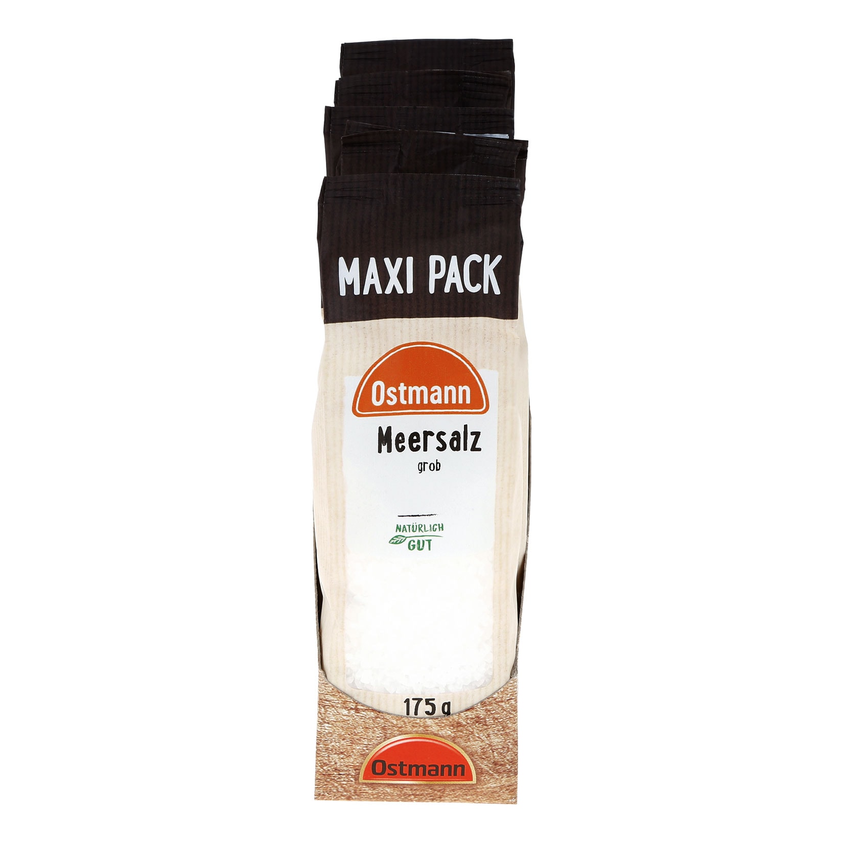 Ostmann Meersalz grob Nachf&uuml;llbeutel 175 g, 5er Pack - Bild 1