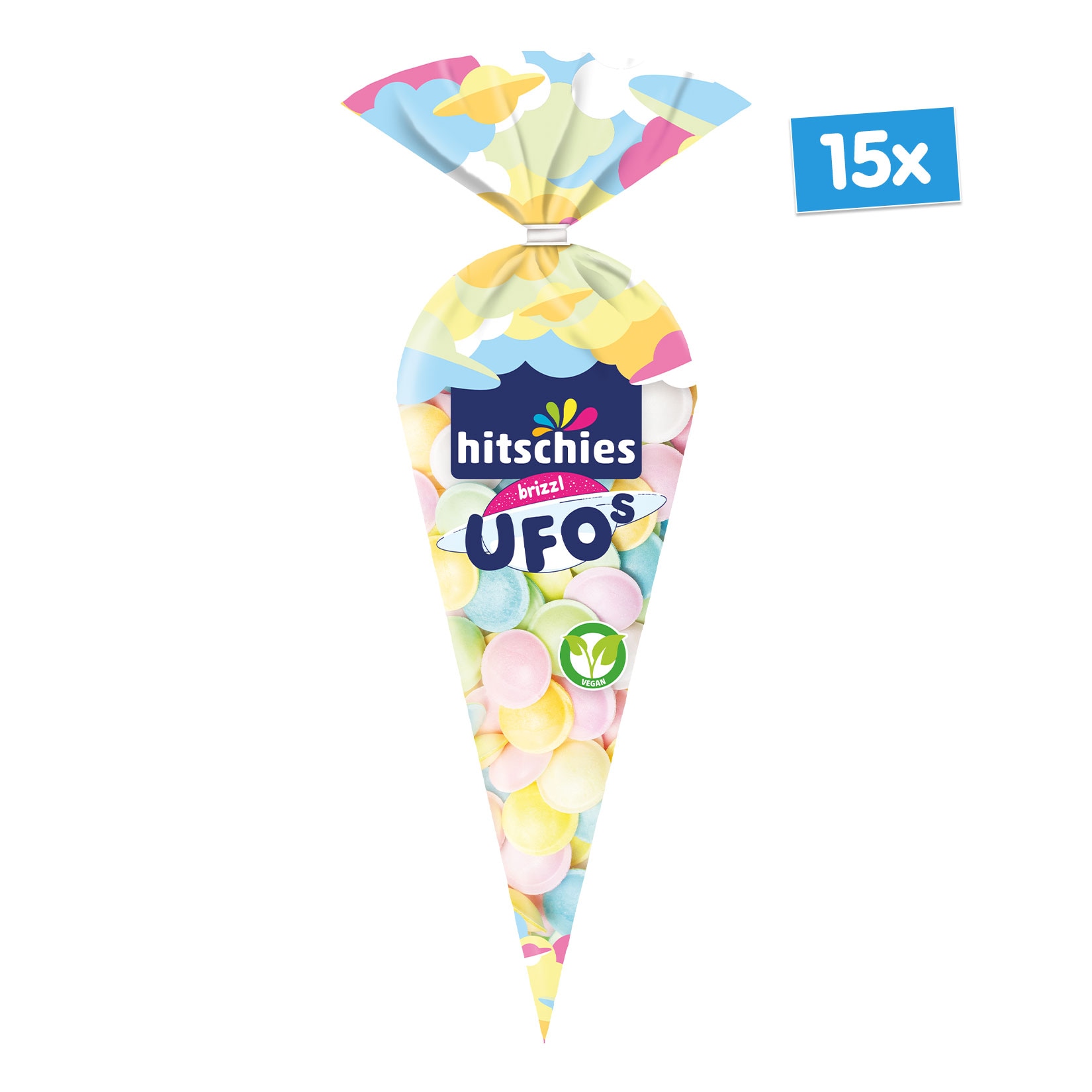 Hitschies Brause Ufos Frucht 75 g, 15er Pack - Bild 1